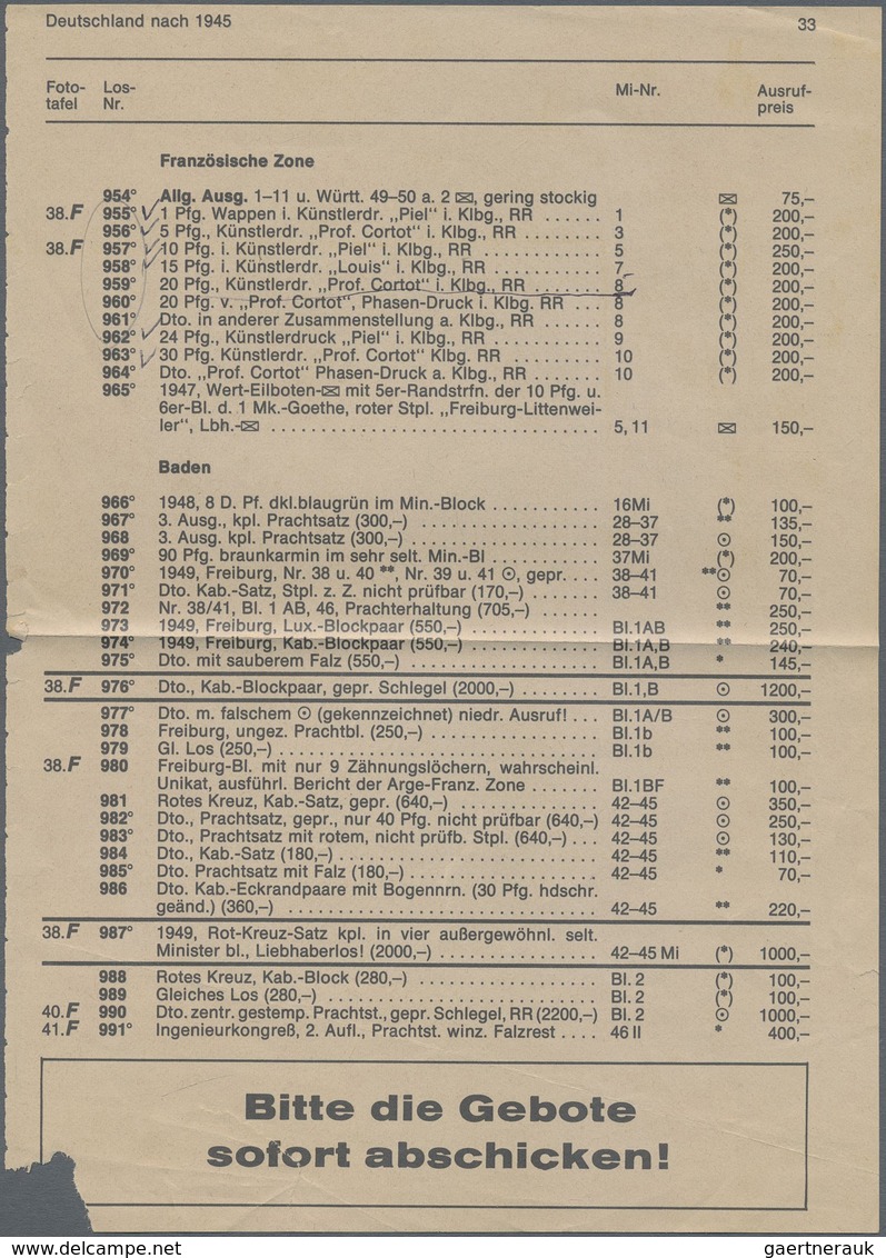 (*) Französische Zone - Allgemeine Ausgabe: 1946, 1, 5, 10, 15, 24 Und 30 Pfg Wappen Je Als Künstlerdruc - Autres & Non Classés