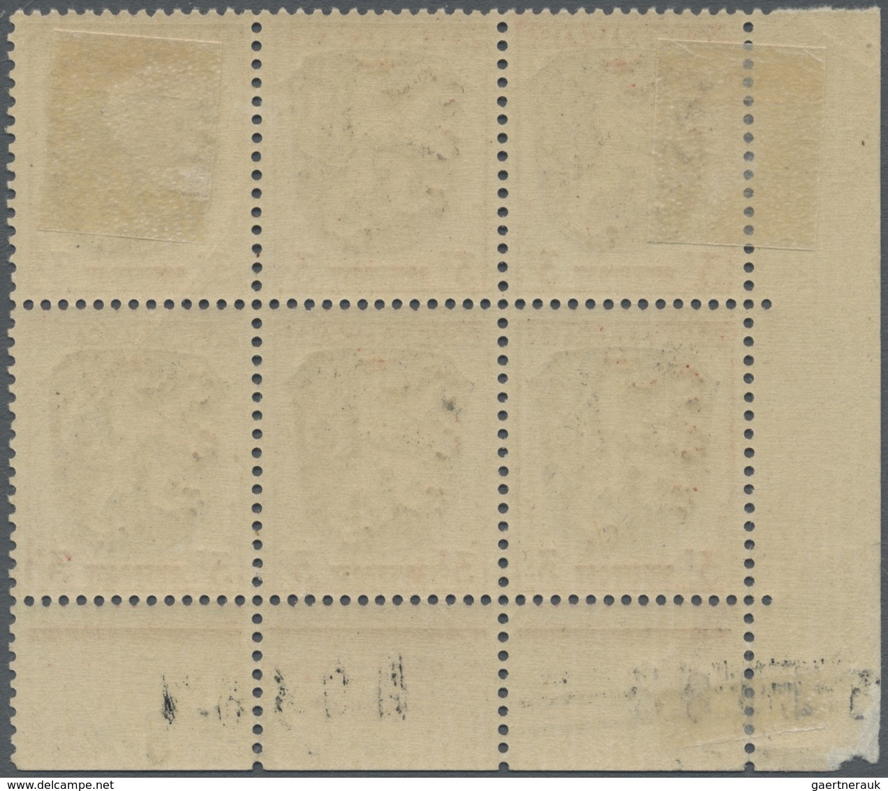 **/* Französische Zone - Allgemeine Ausgabe: 1945, 3 Pfg. Wappen Im 6er-Block Aus Der Linken Unteren Boge - Autres & Non Classés