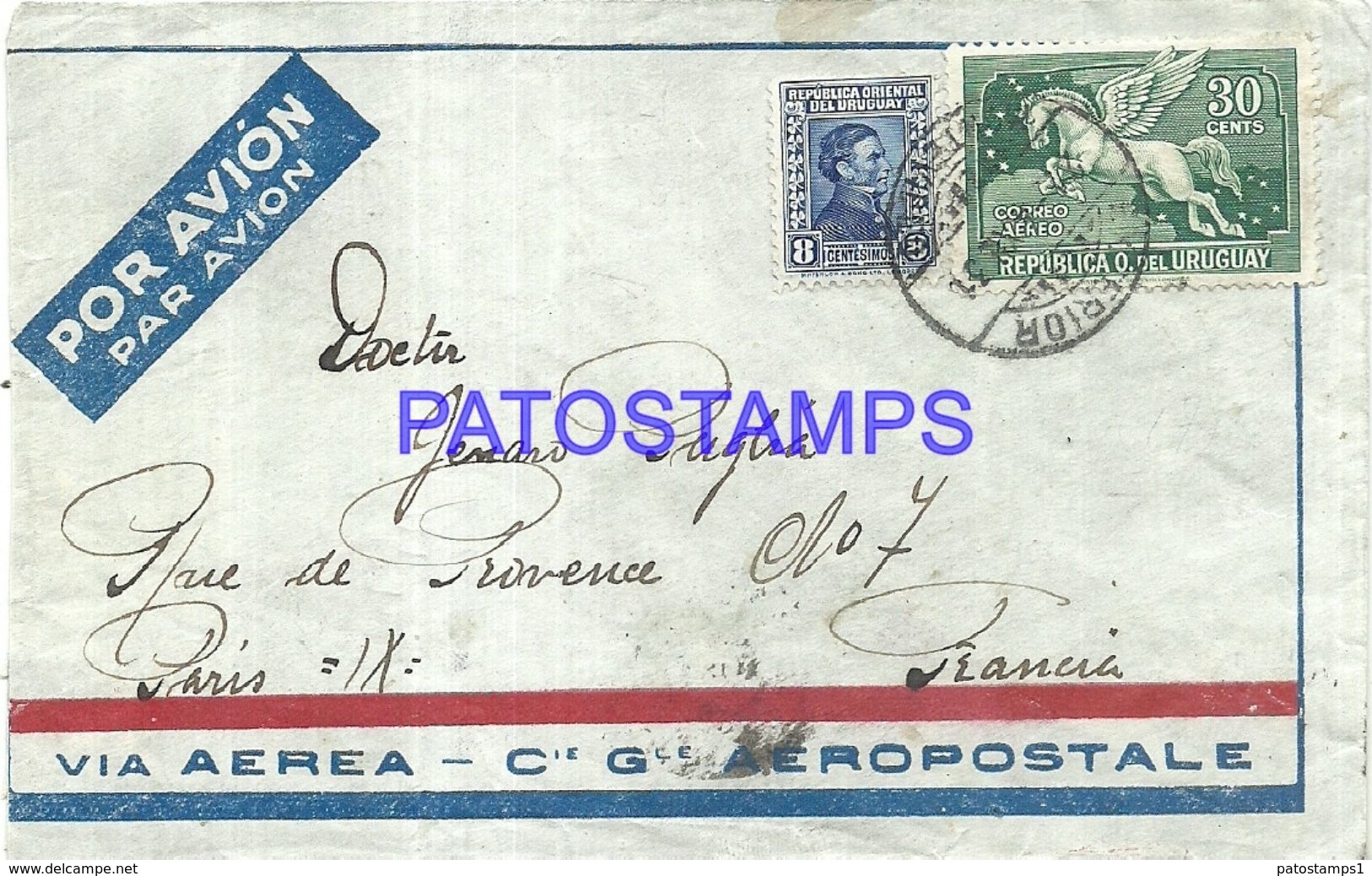 86413 URUGUAY MONTEVIDEO COVER AEROPOSTAL CIRCULATED TO FRANCE NO POSTAL POSTCARD - Uruguay