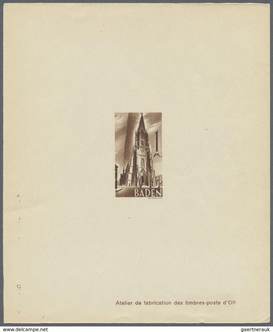 (*) Französische Zone - Baden: 1947, 2 Pfg. Bis 1 M. Freimarken Als Ministerblocks Auf Kartonpapier Mit - Autres & Non Classés