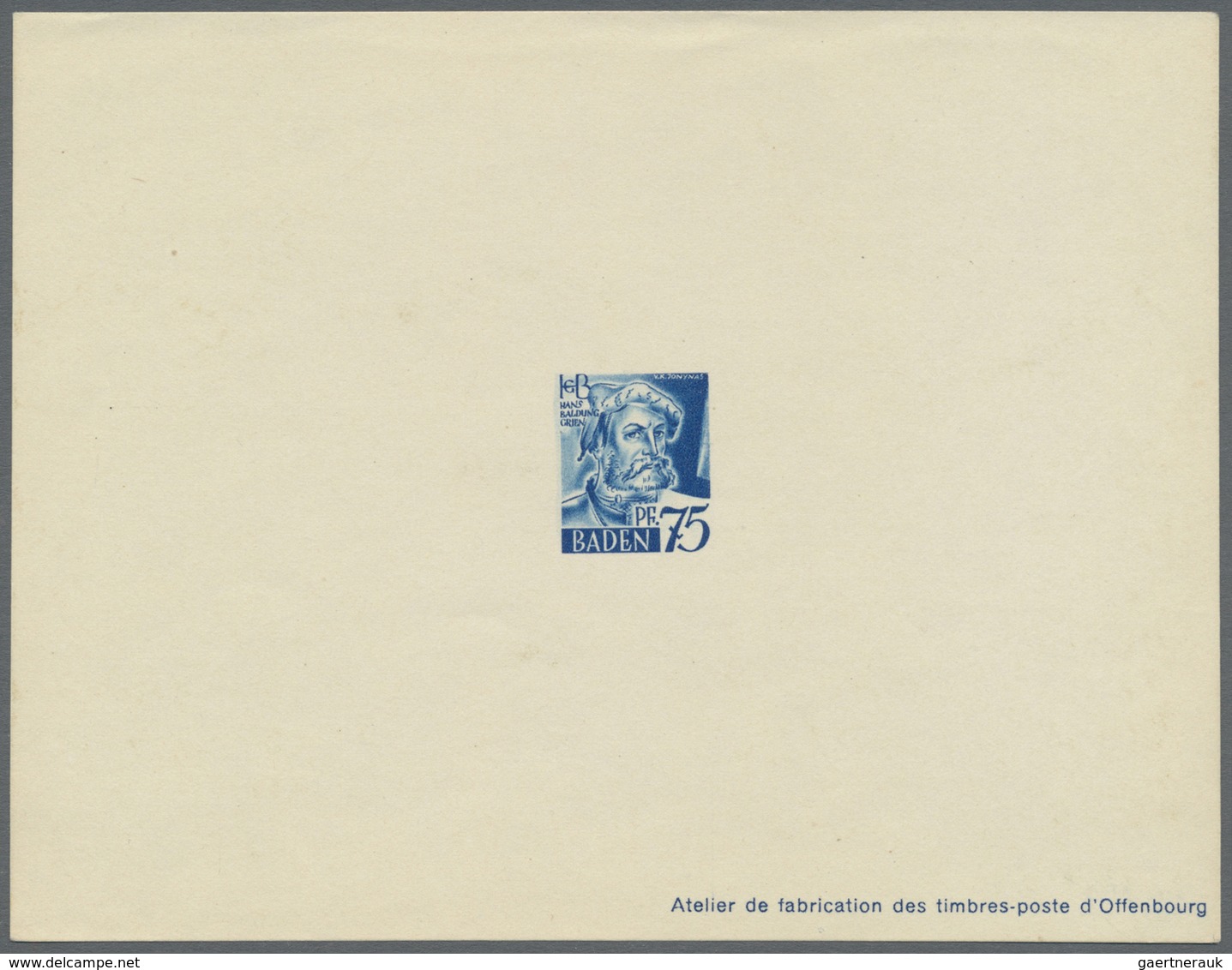 (*) Französische Zone - Baden: 1947, 2 Pfg. bis 1 M. Freimarken als Ministerblocks auf Kartonpapier mit
