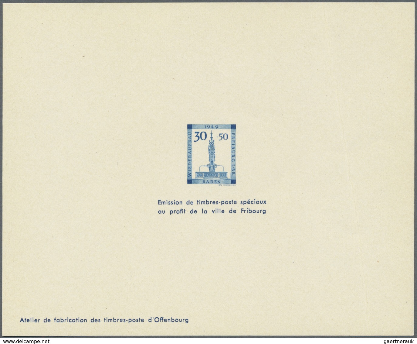 (*) Französische Zone - Baden: 1949, 4 Pfg. Bis 30 Pfg. Wiederaufbau Als Ministerblock Auf Kartonpapier - Altri & Non Classificati