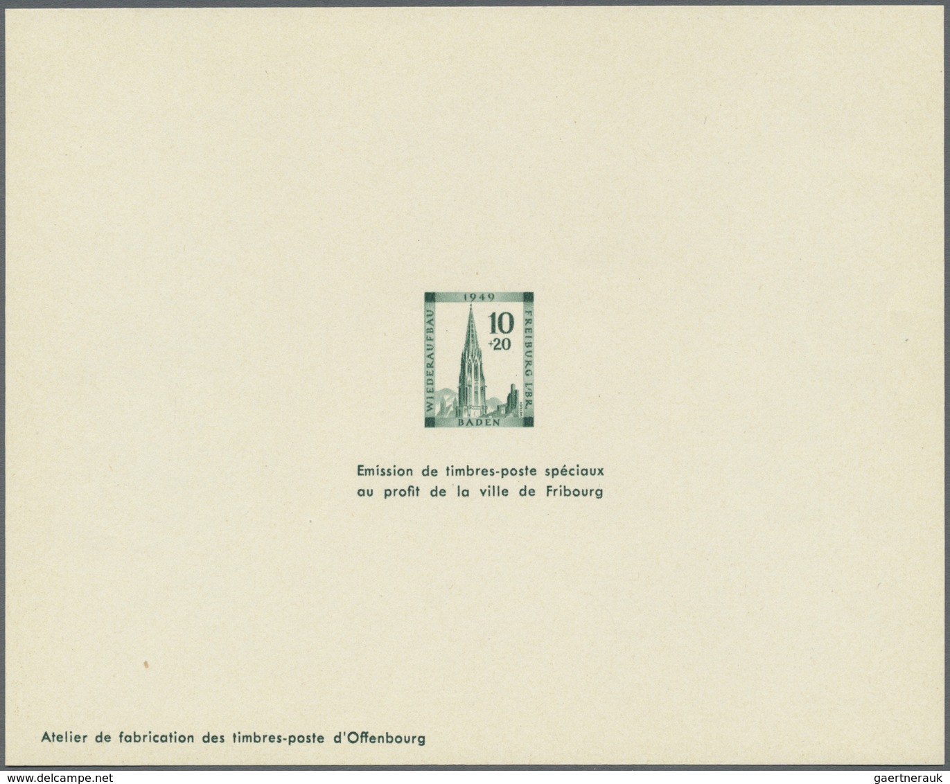 (*) Französische Zone - Baden: 1949, 4 Pfg. Bis 30 Pfg. Wiederaufbau Als Ministerblock Auf Kartonpapier - Autres & Non Classés