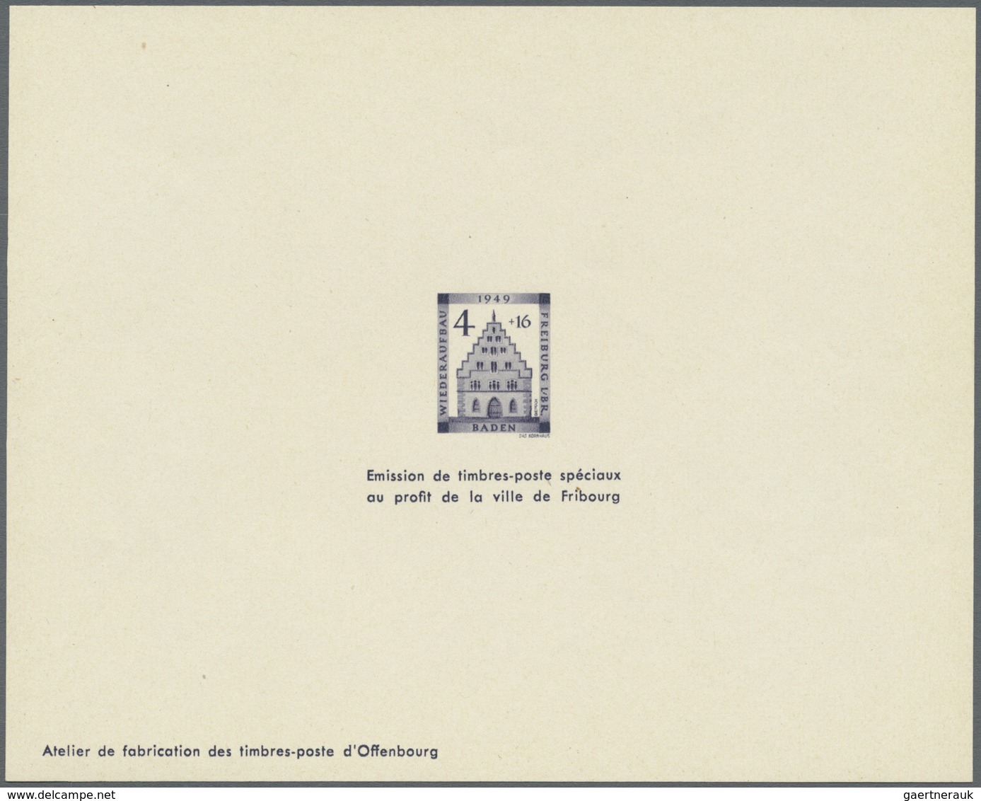 (*) Französische Zone - Baden: 1949, 4 Pfg. bis 30 Pfg. Wiederaufbau als Ministerblock auf Kartonpapier