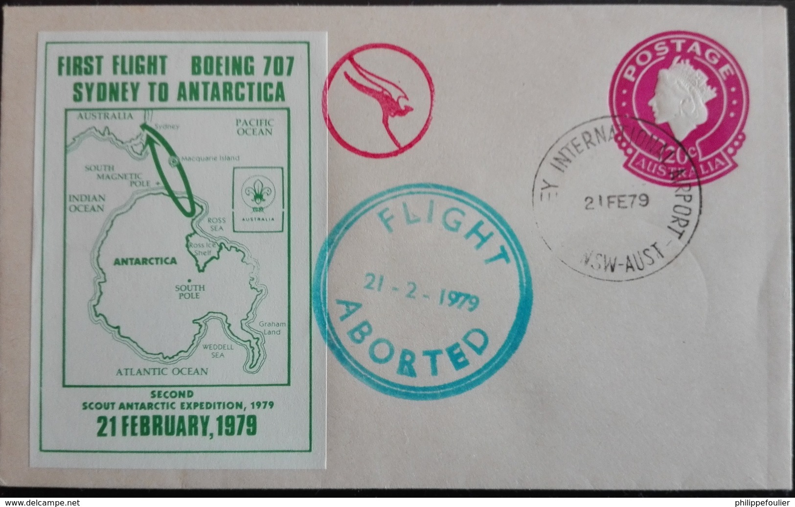 AAT Australia Boeing 707 First Flight  To Antartica  21/02/79 (aborted) - Covers & Documents