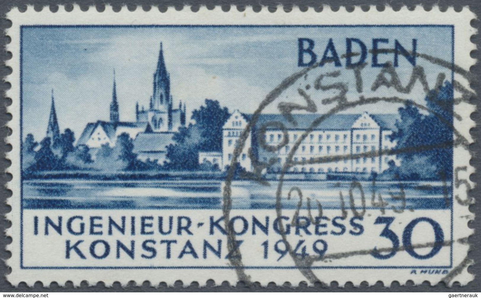 O Französische Zone - Baden: 1949, 30 Pfg. Konstanz II. Auflage, Gestempelt, Doppelt Signiert Und Foto - Altri & Non Classificati