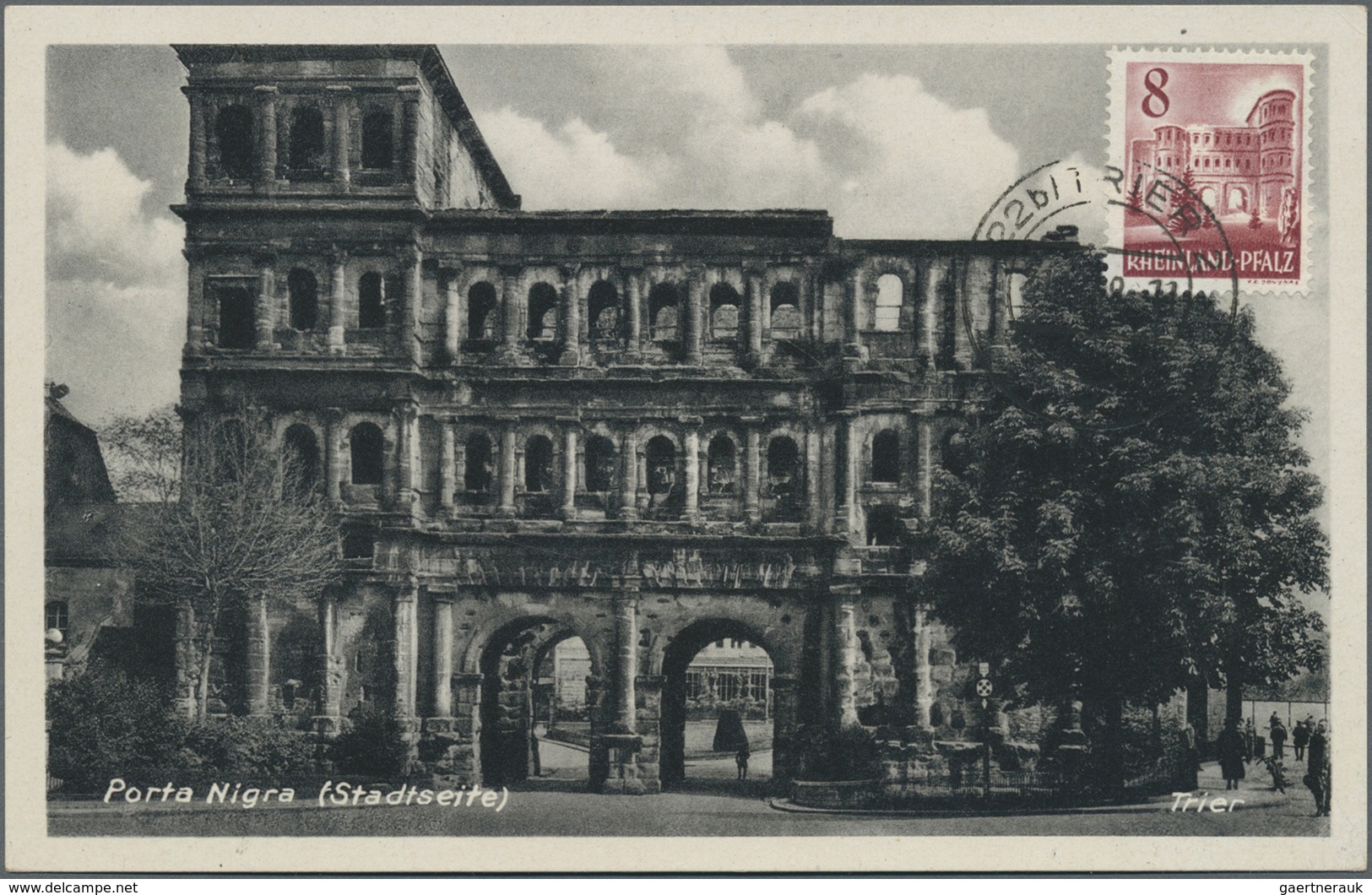 Br/MK Französische Zone - Rheinland Pfalz: 1949, 8 Pf Karminbraun, Porta Nigra Trier, Bildseitig Als Maxim - Autres & Non Classés