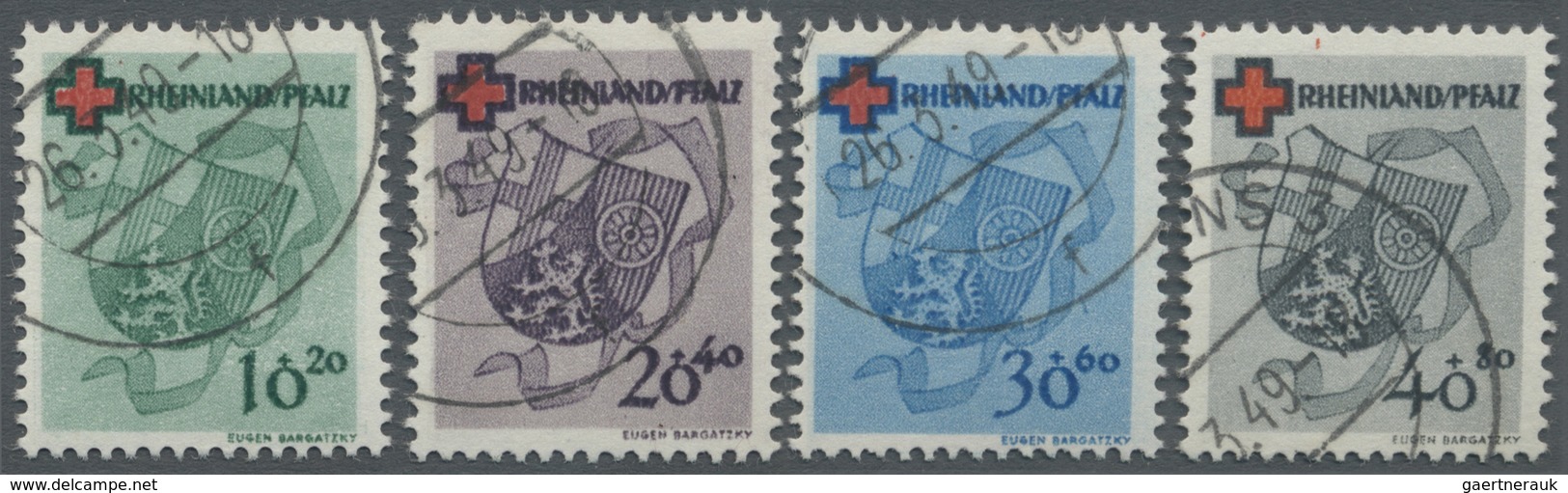 O Französische Zone - Rheinland Pfalz: 1949, Rotes Kreuz Sauber Gestempelt, Gepr. Schlegel BPP. Mi. 44 - Autres & Non Classés