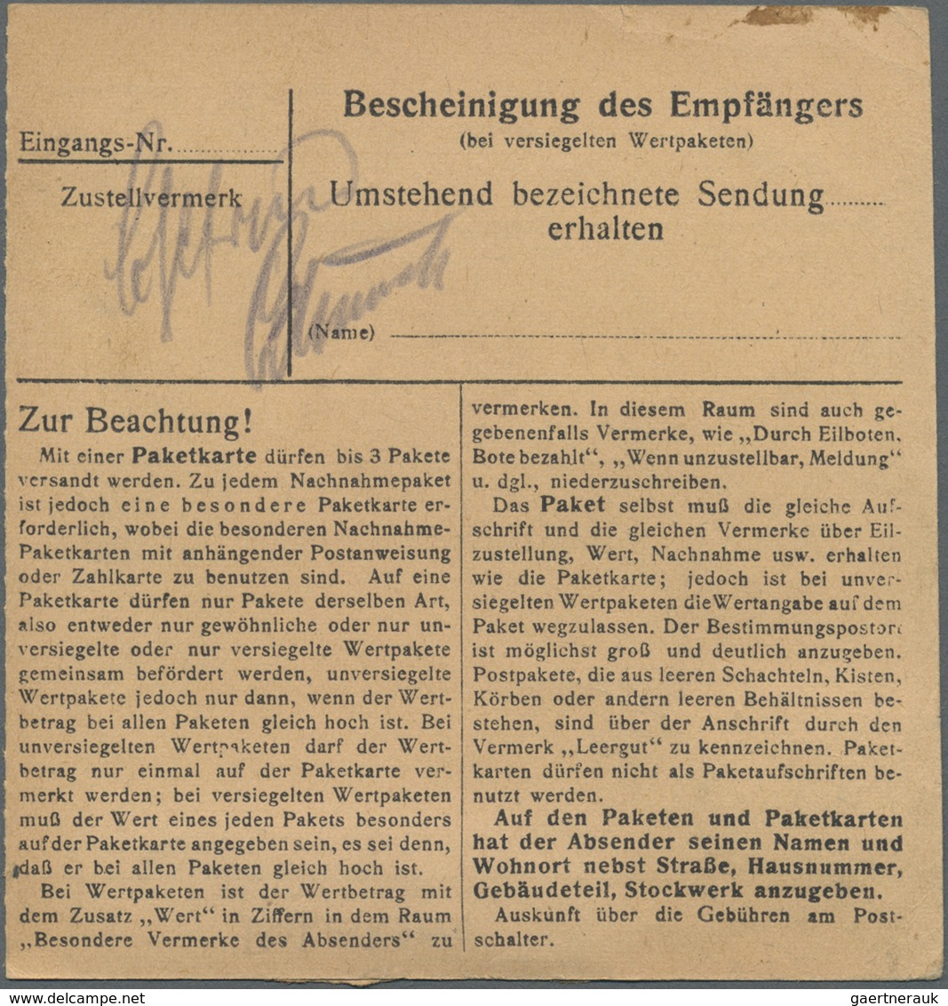 Br Französische Zone - Württemberg: 1948, 50 Pf Dkl'blau, 3 Versch. Frankaturen Auf Paketkarten, Dabei - Sonstige & Ohne Zuordnung