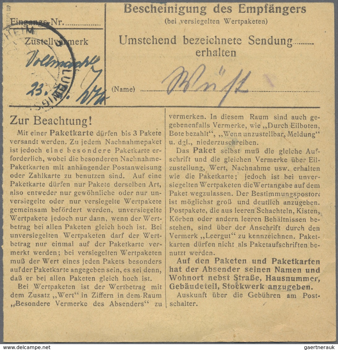 Br Französische Zone - Württemberg: 1948, 1 M Blau, Trio Mit Portogerechten Einzelfrankaturen: Dabei Ei - Autres & Non Classés