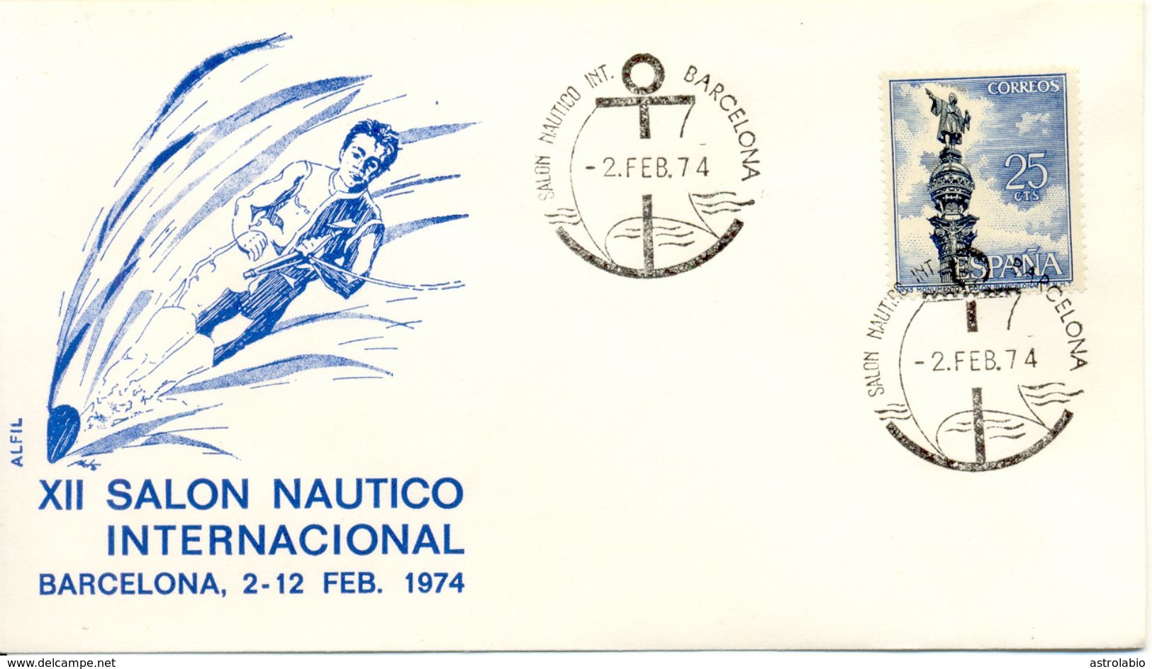 Barcelona Salon Nautico Internacional 1974 Obliteration Espagne - Ski Náutico