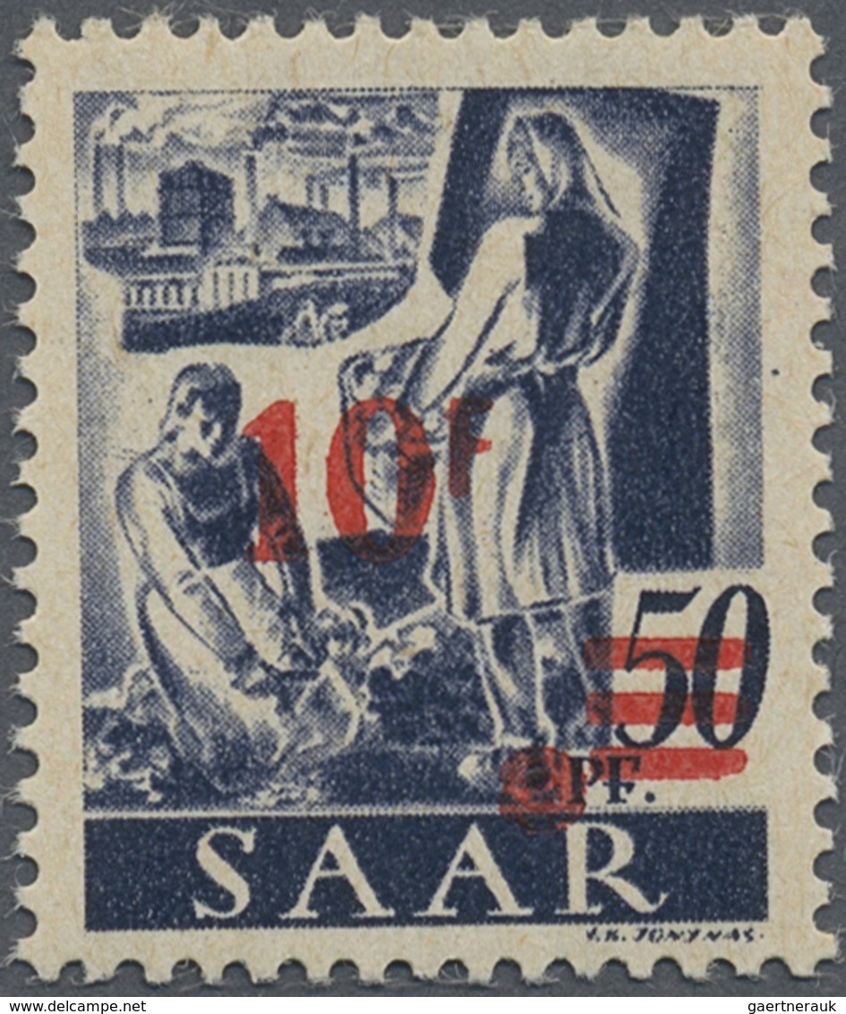 * Saarland (1947/56): "10 Fr. Auf 50 Pfg. Urdruck" Als Ungebrauchter Wert Mit Sehr Guter Zentrierung, - Nuovi