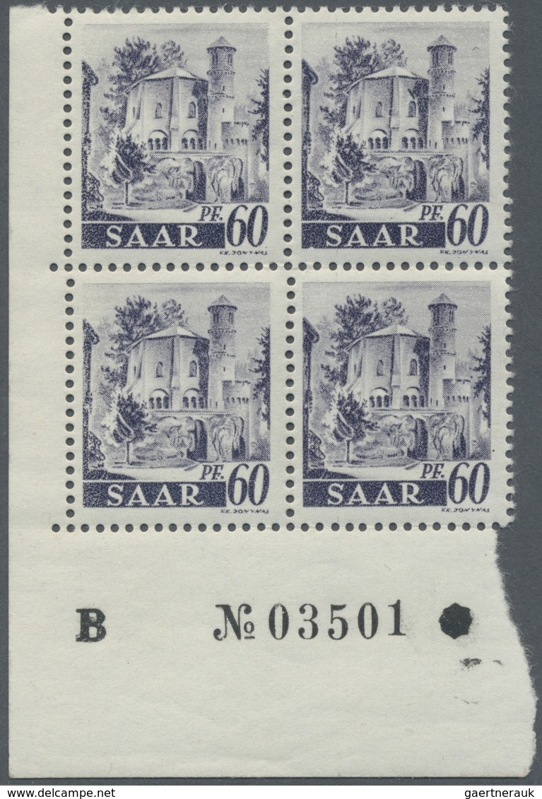 **/ Saarland (1947/56): 1946, 60 Pfg. Neuauflage Ohne Aufdruck Im Viererblock Aus Der Linken Unteren Bog - Ungebraucht