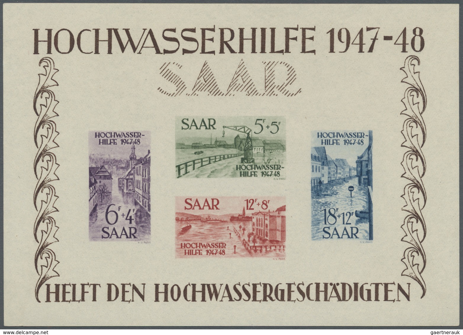 ** Saarland (1947/56): 1948, Block "Hochwasserhilfe" Postfrisch, Signiert Hoffmann BPP - Ungebraucht