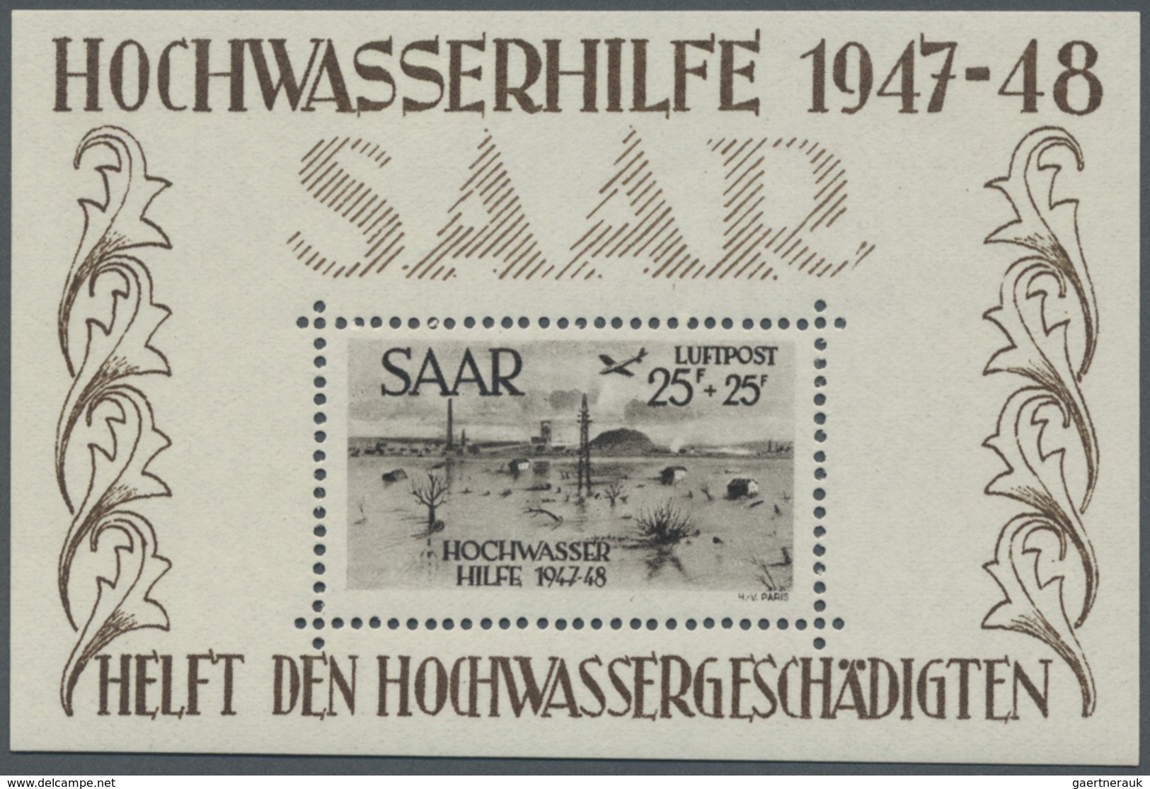 ** Saarland (1947/56): 1948, Hochwasserhilfe, Einwandfrei Postfrisches Blockpaar Im Originalformat Ohne - Ungebraucht