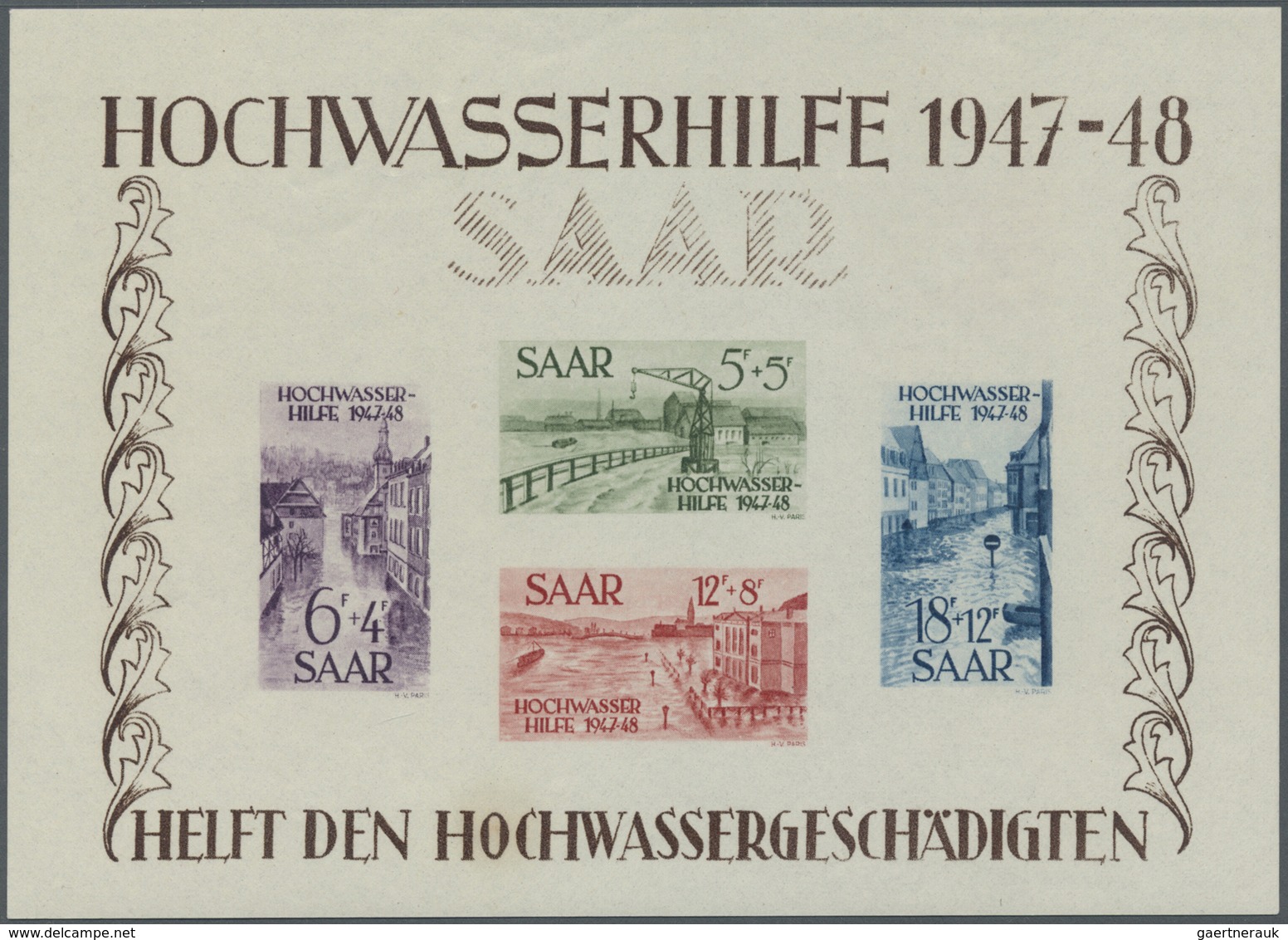 ** Saarland (1947/56): 1948, Hochwasserhilfe, Einwandfrei Postfrisches Blockpaar Im Originalformat Ohne - Neufs