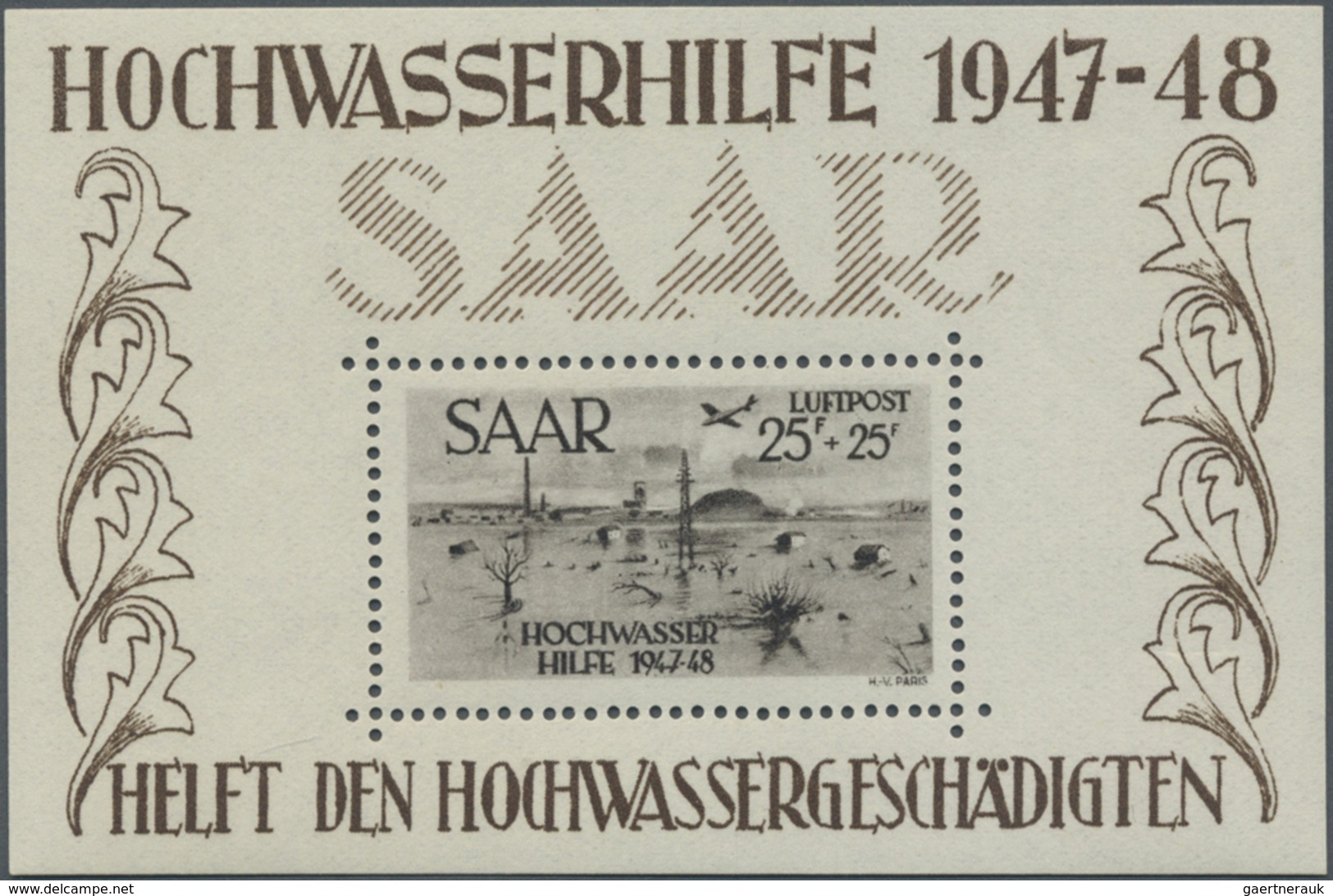 ** Saarland (1947/56): 1948, "Hochwasserhilfe"-Blockpaar, Einwandfrei Postfrische Blocks Im Originalfor - Neufs