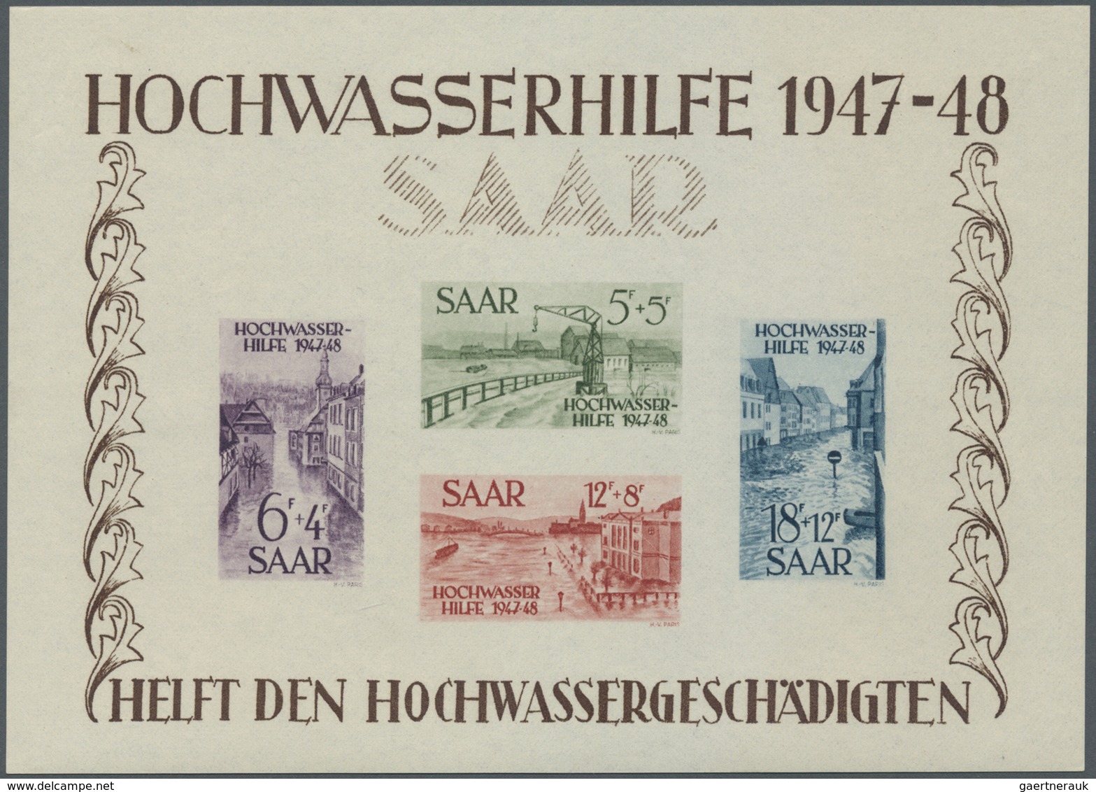 ** Saarland (1947/56): 1948, "Hochwasserhilfe"-Blockpaar, Einwandfrei Postfrische Blocks Im Originalfor - Ungebraucht