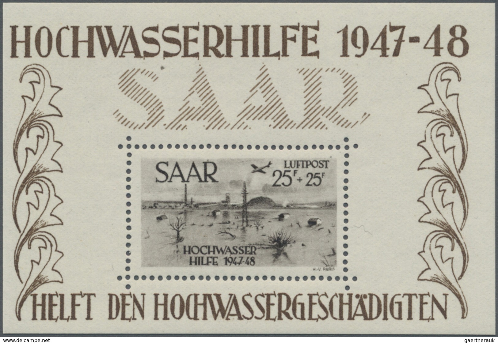 ** Saarland (1947/56): 1948, Hochwasserhilfe, Einwandfrei Postfrisches Blockpaar Im Originalformat Ohne - Neufs