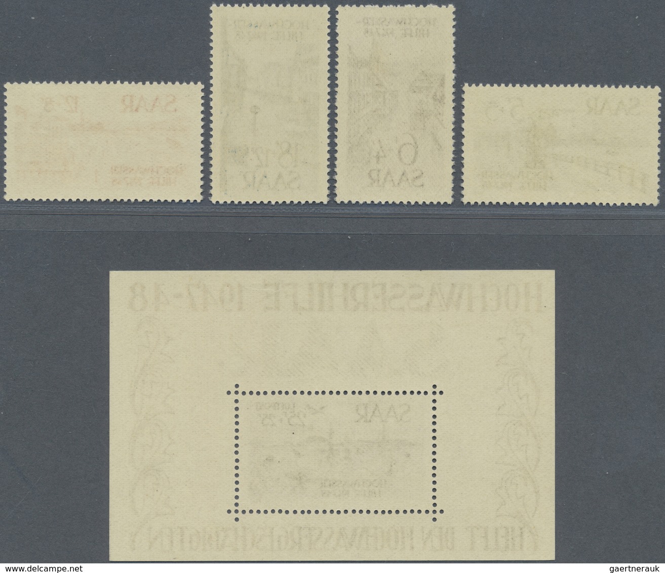 ** Saarland (1947/56): 1948, Hochwasser-Blockpaar Und Dazu 4 Einzelwerte Postfrisch, Bl 1 Minimaler Ran - Neufs