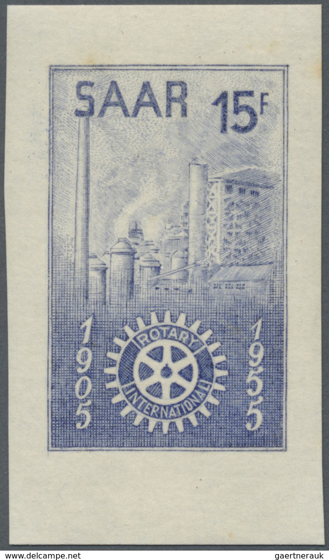 ** Saarland (1947/56): 1955, 15 Fr. Rotary Club Als Ungezähnter Probedruck In Hellblau, Postfrisch, Pra - Ungebraucht