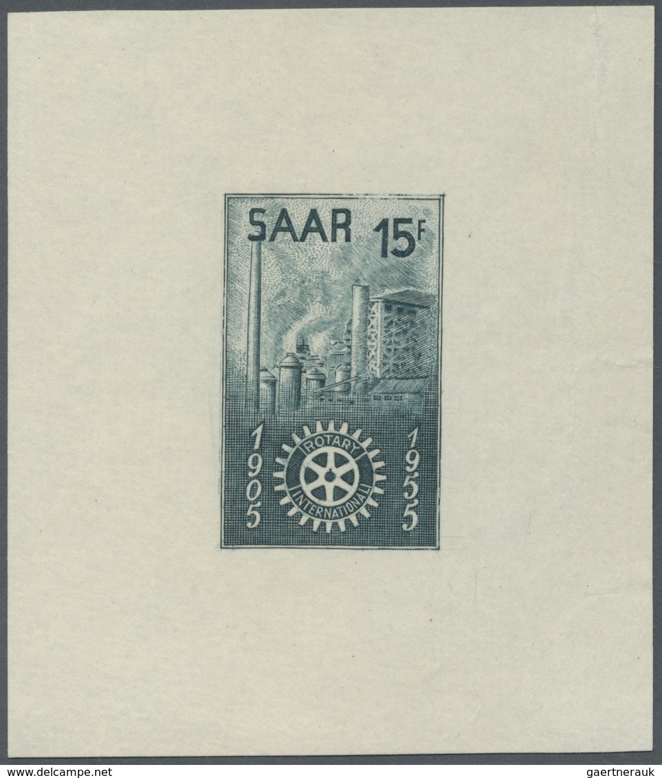 (*) Saarland (1947/56): 1955, 15 Fr. Rotary-Club In Grünlichblau, Ungezähnt Als Epreuve D'artiste Weißem - Nuovi