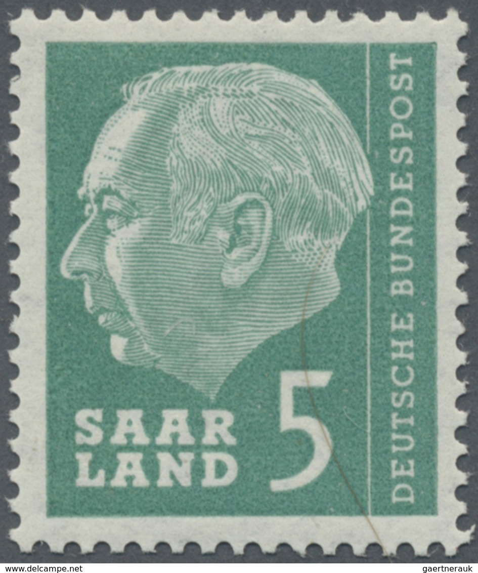 ** Saarland (1947/56): 1957, Probedruck 1 (Fr.) Heuss Grün, Postfrisch, Pracht, Selten, Signiert Hoffma - Neufs