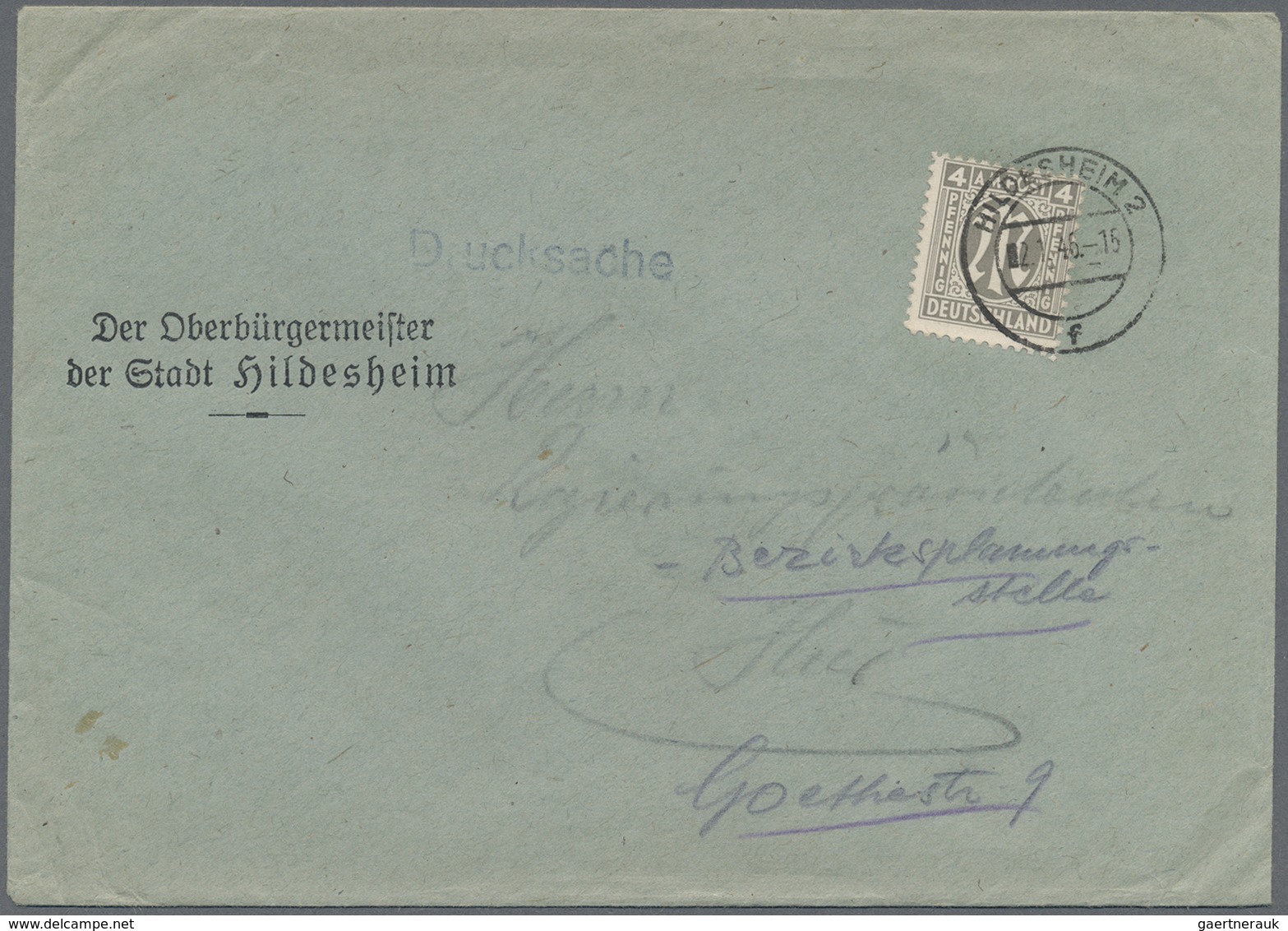 Br Bizone: 1945, 4 Pf AM-Post, Glattes Papier, Portogerechte EF Auf Drucksache Der 2.Gewichtsstufe Im O - Autres & Non Classés