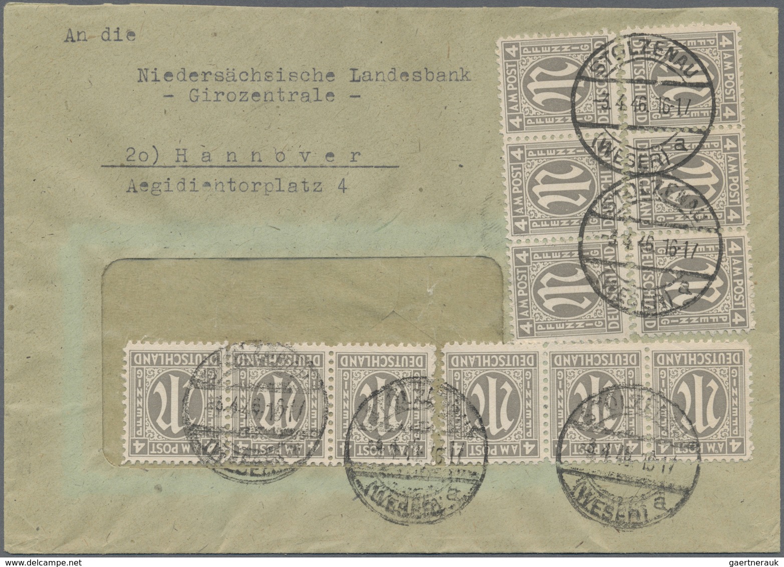 Br Bizone: 1945, 4 Pf AM-Post, Je Als Massen-MeF Mit 12 Marken Auf 2 Portogerechten Bedarfsbriefen Von - Autres & Non Classés