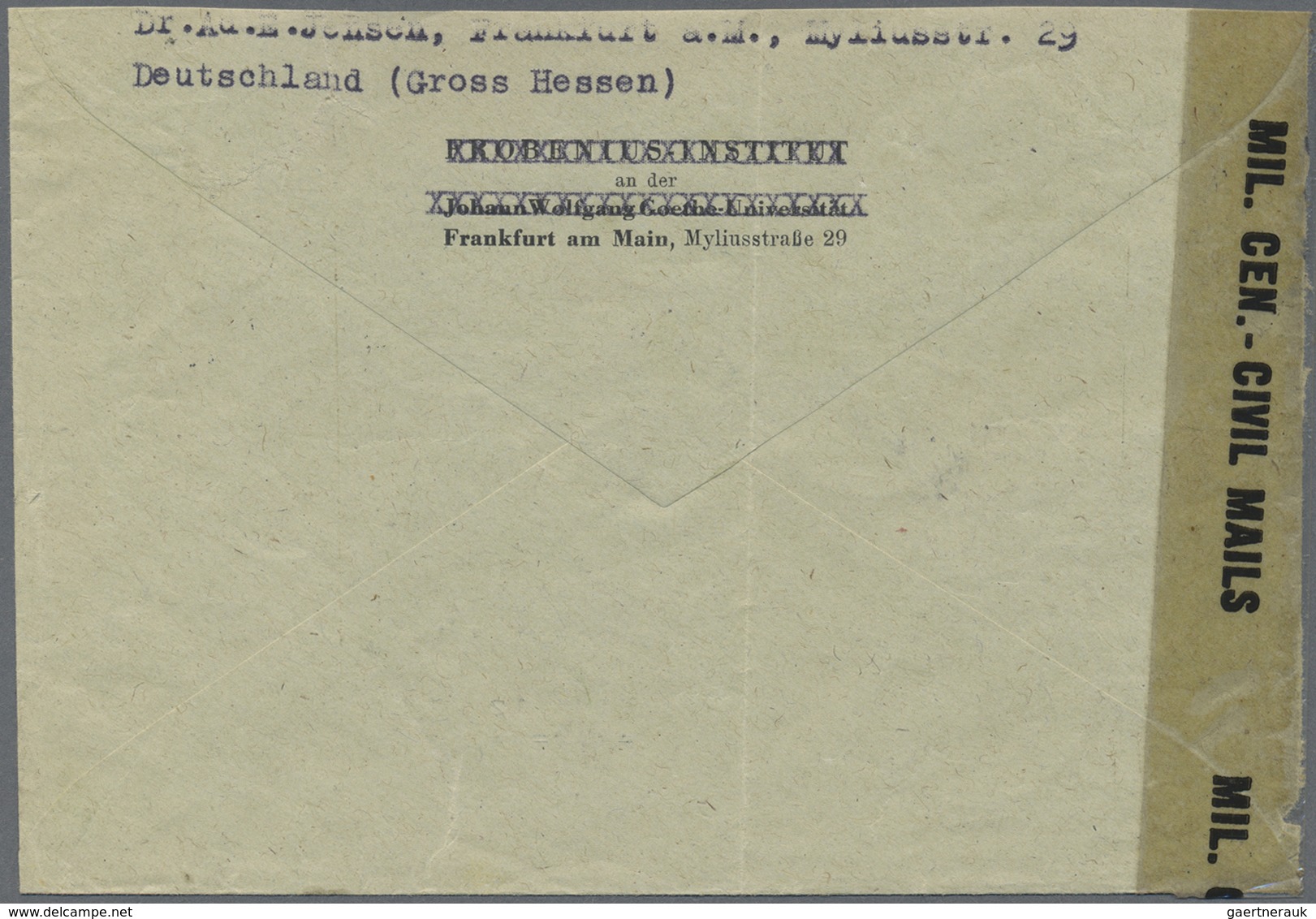 Br Bizone: 1945, 5 Pf Grün AM-Post, 15 Stück Als Massen-MeF Auf Auslandsbrief Von Frankfurt (Main), 10. - Altri & Non Classificati