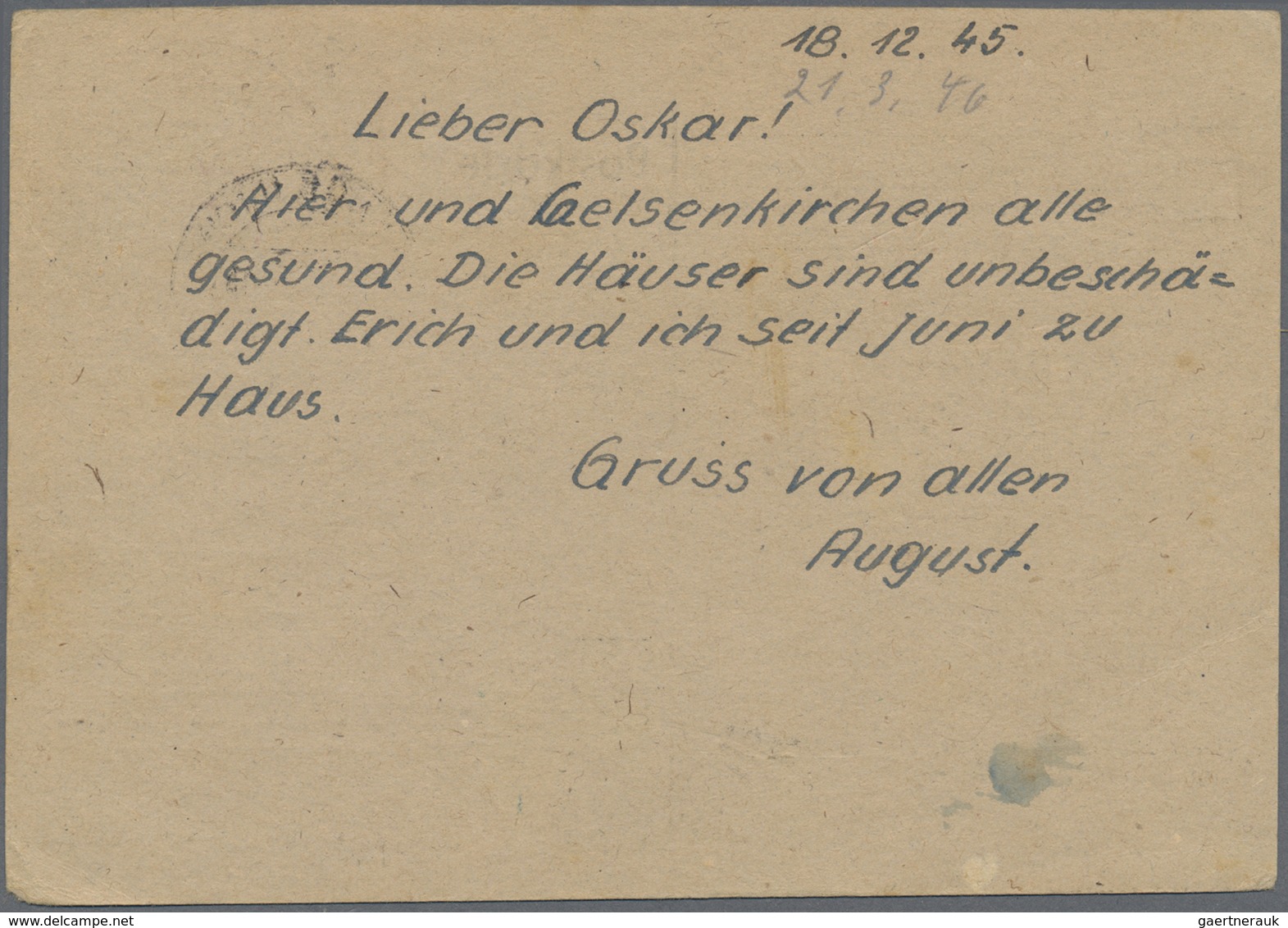 Br Bizone: 1945, 3 X 5 Pf Grün AM-Post, Portogerechte MeF Auf Kriegsgefangenenpostkarte Von Lage (Lippe - Altri & Non Classificati