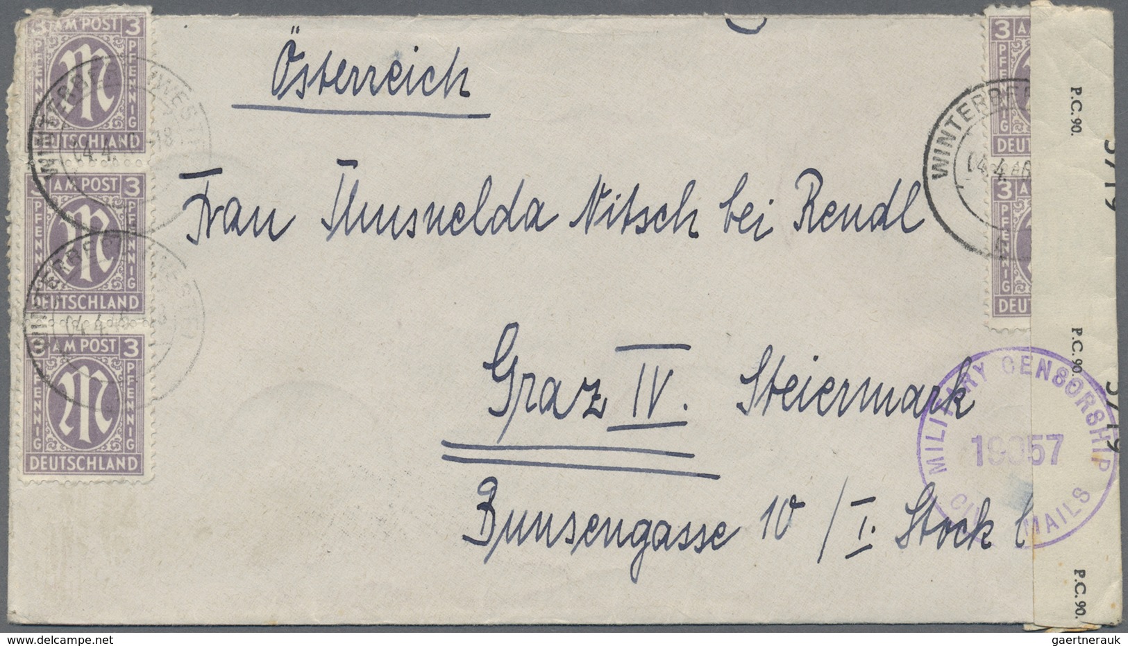 Br Bizone: 1945, 3 Pf Grauviolett AM-Post Dt.Druck, Gez. 11½ : 11, 25 Stück Als Portogerechte Massen-Me - Sonstige & Ohne Zuordnung