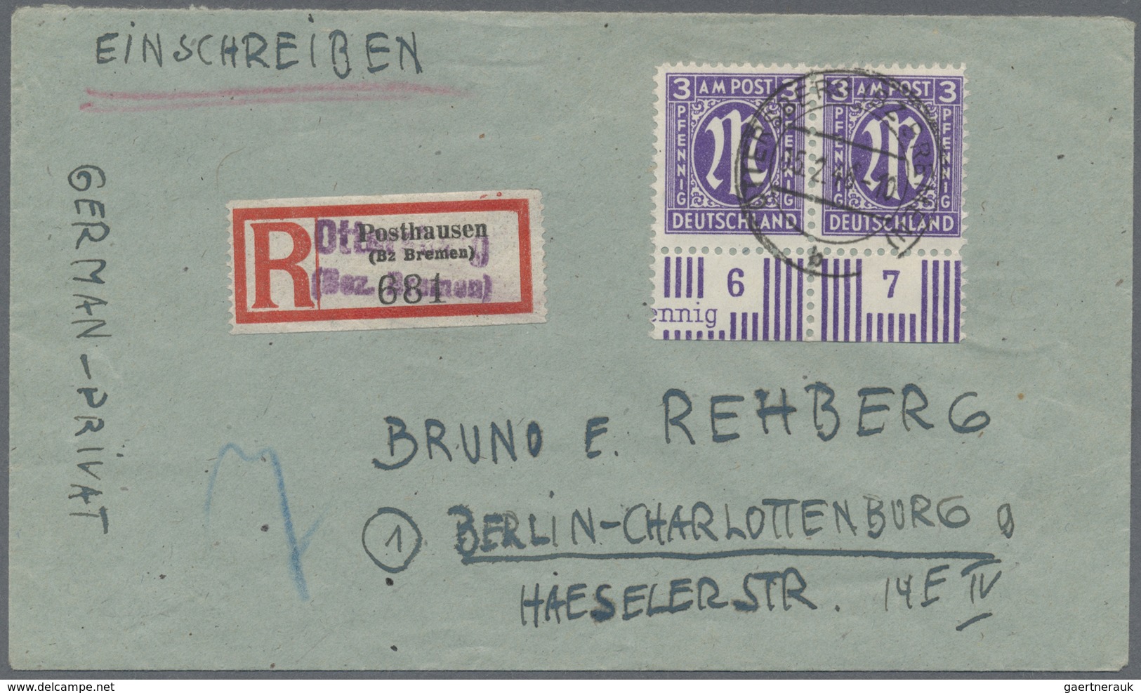 Br Bizone: 1945, 3 Pf Dkl'blauviolett AM-Post Dt.Druck, Gez. 11, 14 Stück Als Portogerechte Massen-MeF - Altri & Non Classificati