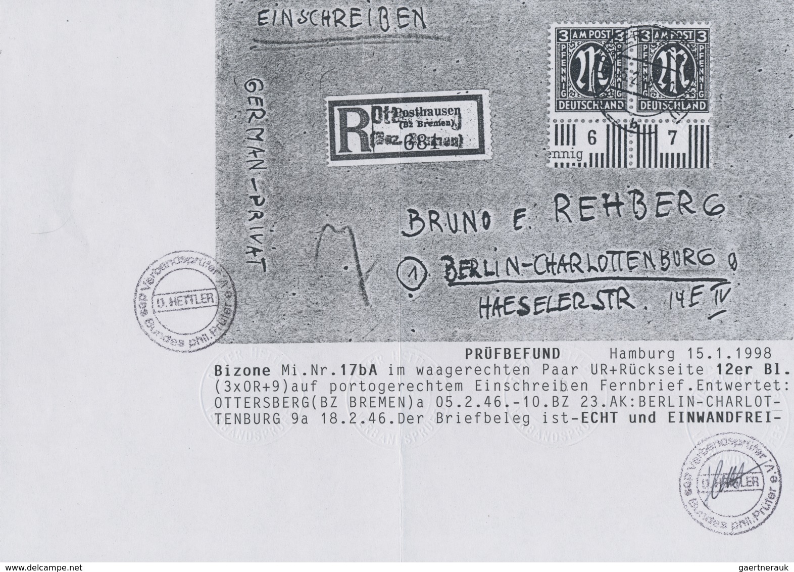 Br Bizone: 1945, 3 Pf Dkl'blauviolett AM-Post Dt.Druck, Gez. 11, 14 Stück Als Portogerechte Massen-MeF - Altri & Non Classificati