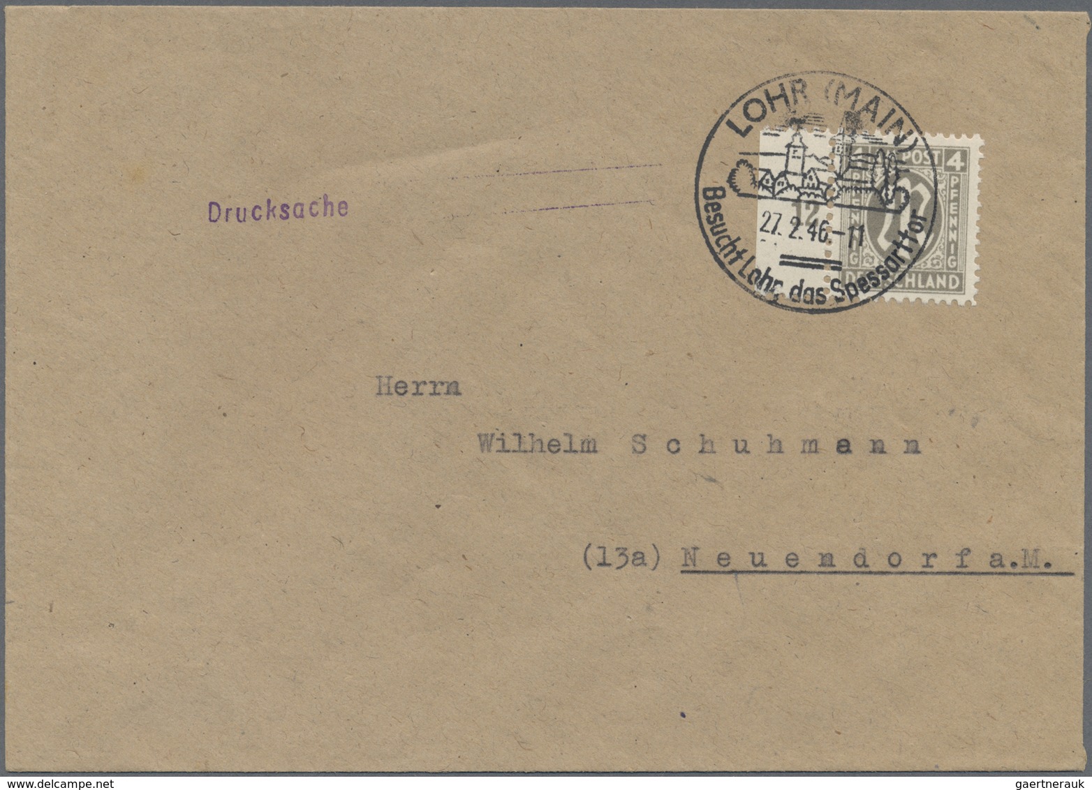 Br Bizone: 1945, 4 Pf AM-Post Dt.Druck, Einzelmarke Bzw. Waager.Paar, Je Als Portogerechte Frankaturen - Autres & Non Classés