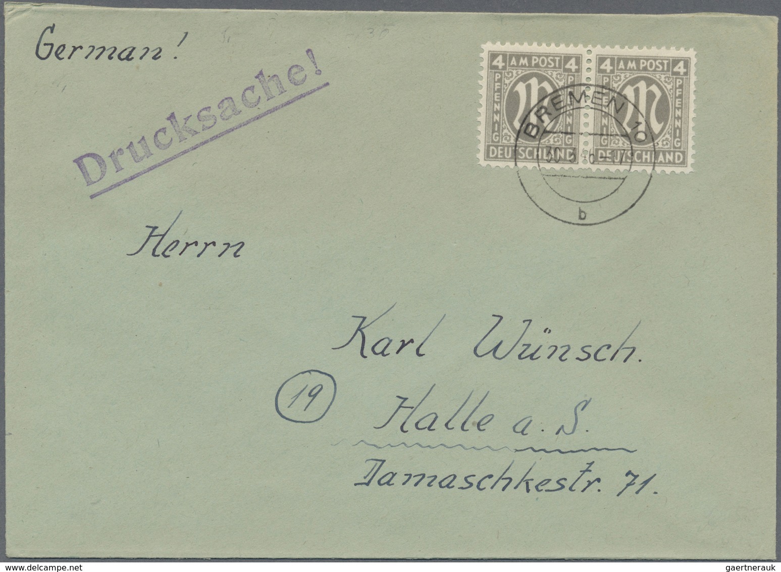 Br Bizone: 1945, 4 Pf AM-Post Dt.Druck, Einzelmarke Bzw. Waager.Paar, Je Als Portogerechte Frankaturen - Sonstige & Ohne Zuordnung