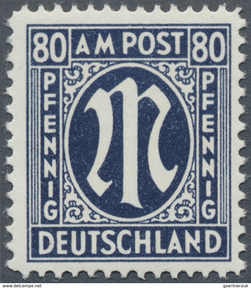 ** Bizone: 1946, 80 Pf AM-Post Schwarzblau Mit Plattenfehler II "N In DEUTSCHLAND Rechts Unterhalb Der - Sonstige & Ohne Zuordnung