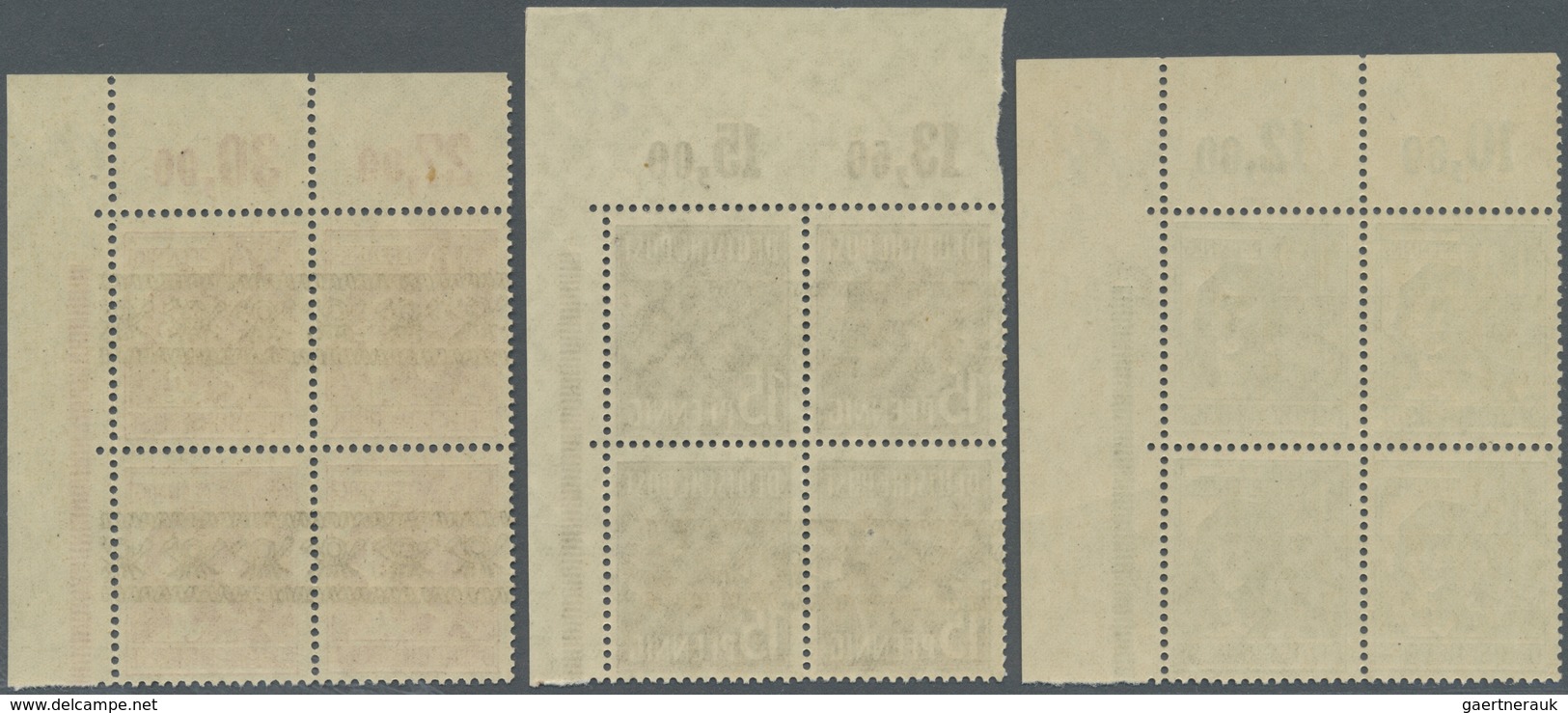 ** Bizone: 1948, Arbeiterserie Mit Bandaufdruck 16 Werte 16 Werte Komplett Im Postfrischen Viererblock, - Altri & Non Classificati