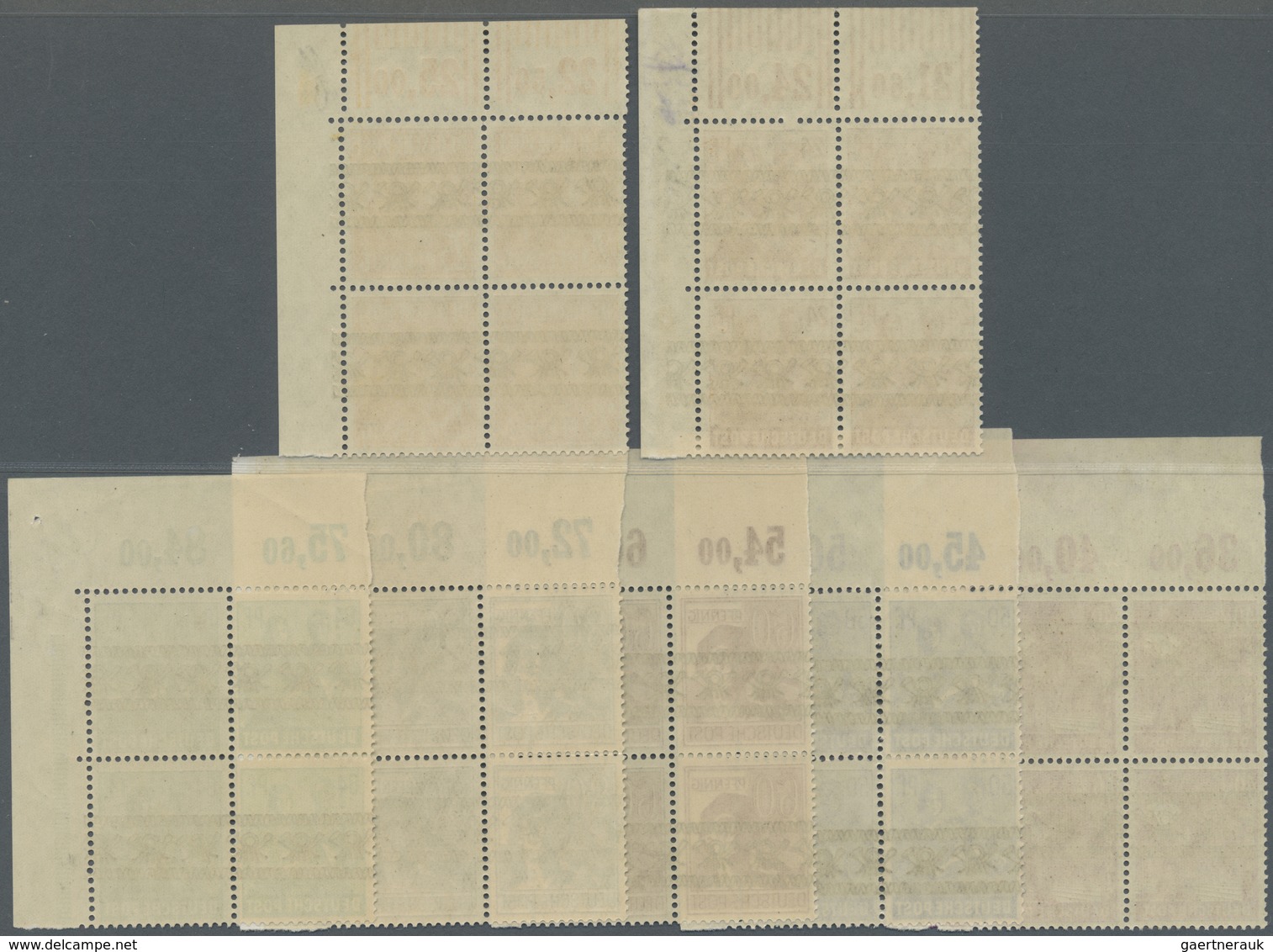 ** Bizone: 1948, Arbeiterserie Mit Bandaufdruck 16 Werte 16 Werte Komplett Im Postfrischen Viererblock, - Sonstige & Ohne Zuordnung