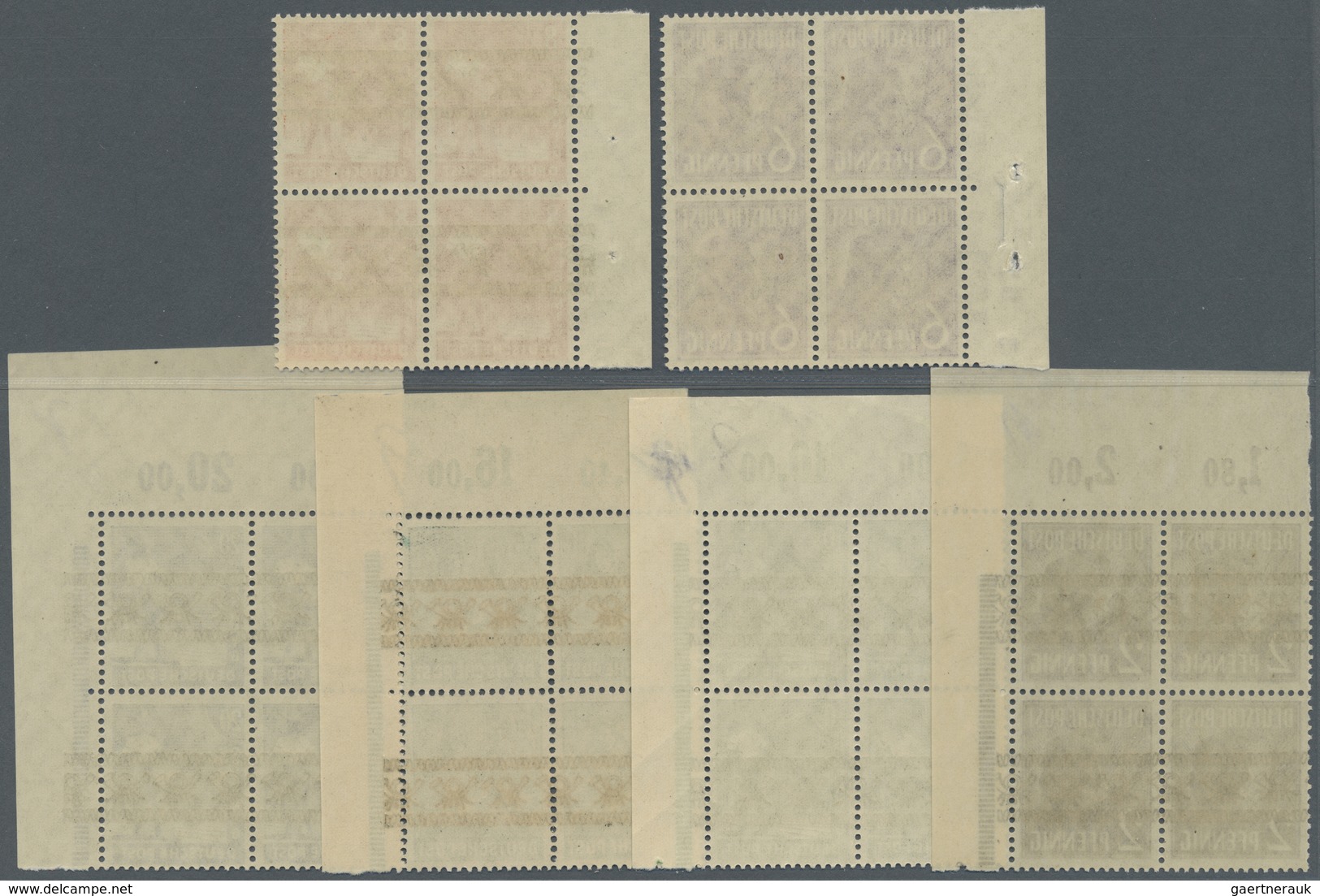 ** Bizone: 1948, Arbeiterserie Mit Bandaufdruck 16 Werte 16 Werte Komplett Im Postfrischen Viererblock, - Sonstige & Ohne Zuordnung