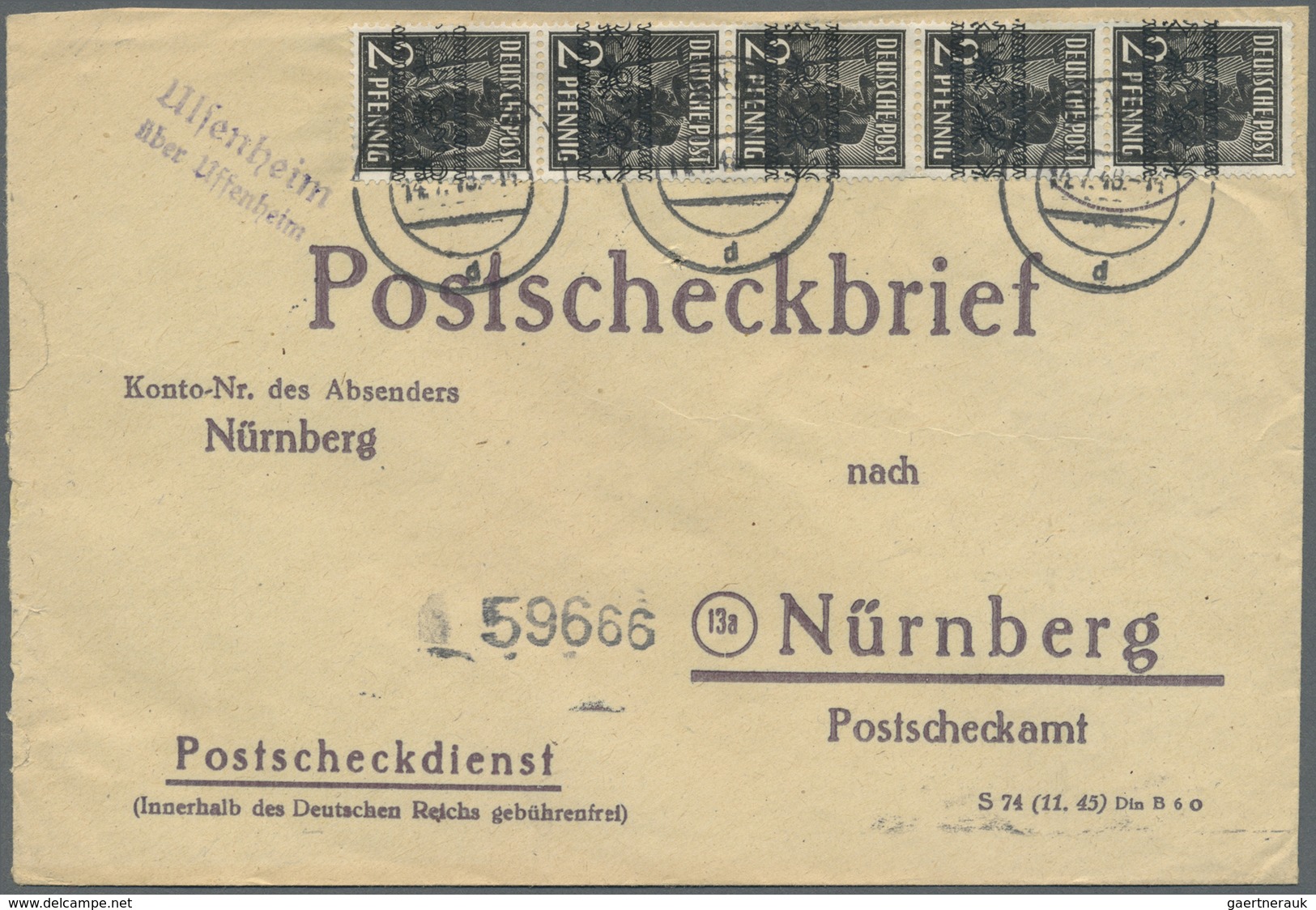 Br Bizone: 1948, 2 Pf Arbeiter Netzaufdruck, Senkrechter 5er-Streifen In Sehr Seltener Verwendung Als P - Altri & Non Classificati