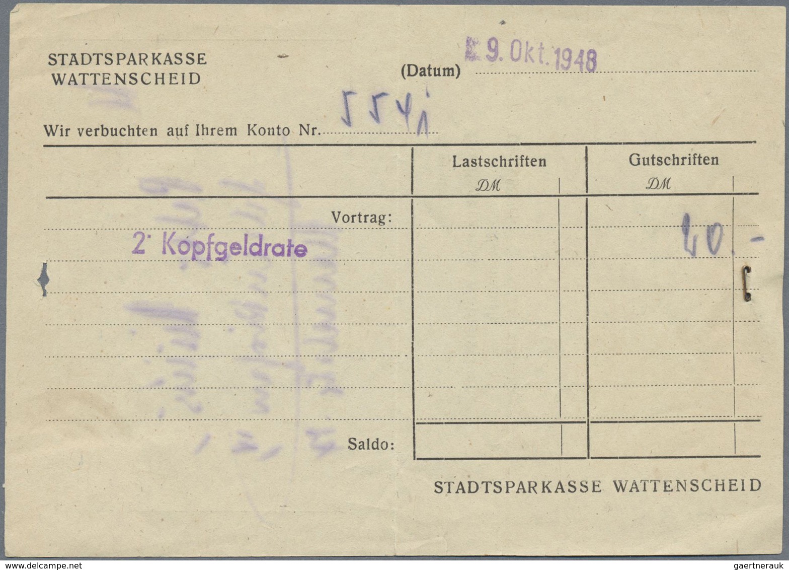 Br Bizone: 1948, 4 Pfg. Bauten Auf Drucksache Der Sparkasse Wattenscheid (abgesandt 14.10.48), In Der D - Altri & Non Classificati