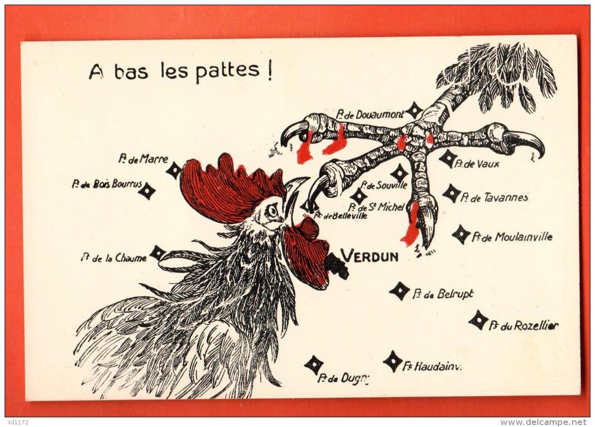 GBC-08 A Bas Les Pattes, Le Coq Français Contre L'Aigle Allemand. Litho, Non Circulé - Guerre 1914-18