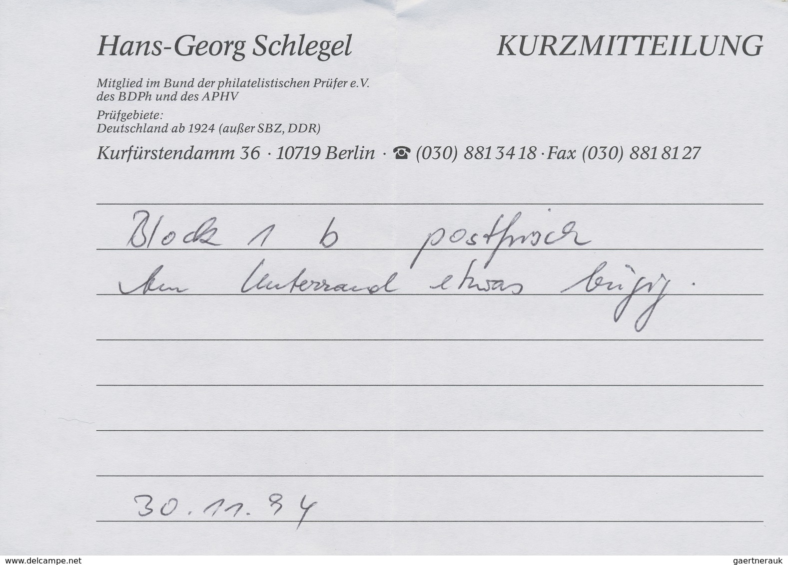 ** Bizone: 1949, "EXPORTMESSE-HANNOVER" Block 1 In Seltener B-Farbe 30 Pf. In Dunkelgrünlichblau, Postf - Autres & Non Classés