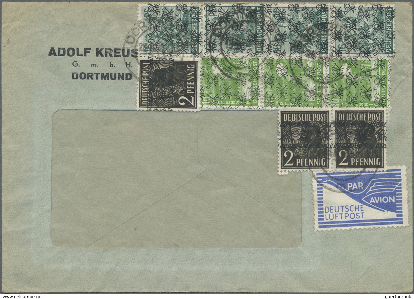 Br Bizone - Flugpost-Zulassungsmarke: 1948, Arbeiterserie, 3x2 Pfg. Bandaufdruck Mit 3x10 Pfg. Und 4x16 - Sonstige & Ohne Zuordnung