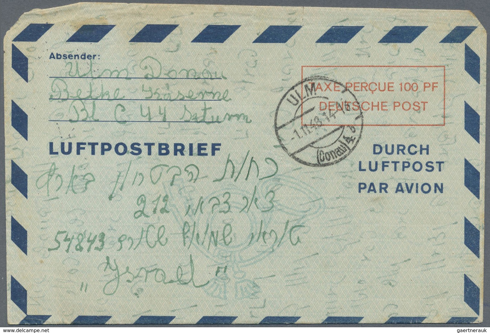 GA Bizone - Ganzsachen: 1948/1949, 100 PF. Luftpostfaltbrief In Type II Zweimal, 100 PF Luftpostfaltbri - Autres & Non Classés