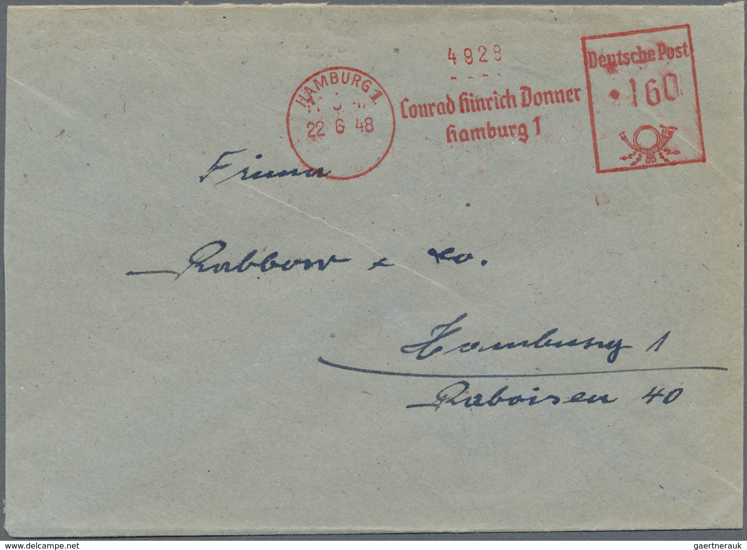 Br Bizone - Besonderheiten: 1948, 240 Pfg. ZEHNFACH-Absenderfreistempel "Conrad Hinrich Donner" Auf Ort - Altri & Non Classificati