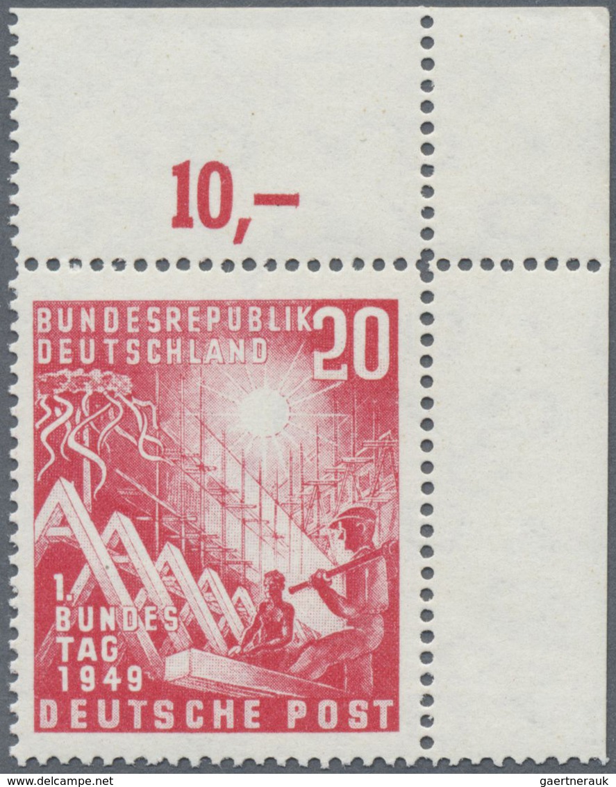 ** Bundesrepublik Deutschland: 1949, 20 Pfg. Rot, Seltene Pl. F. Luxus-Bogenecke - Sonstige & Ohne Zuordnung