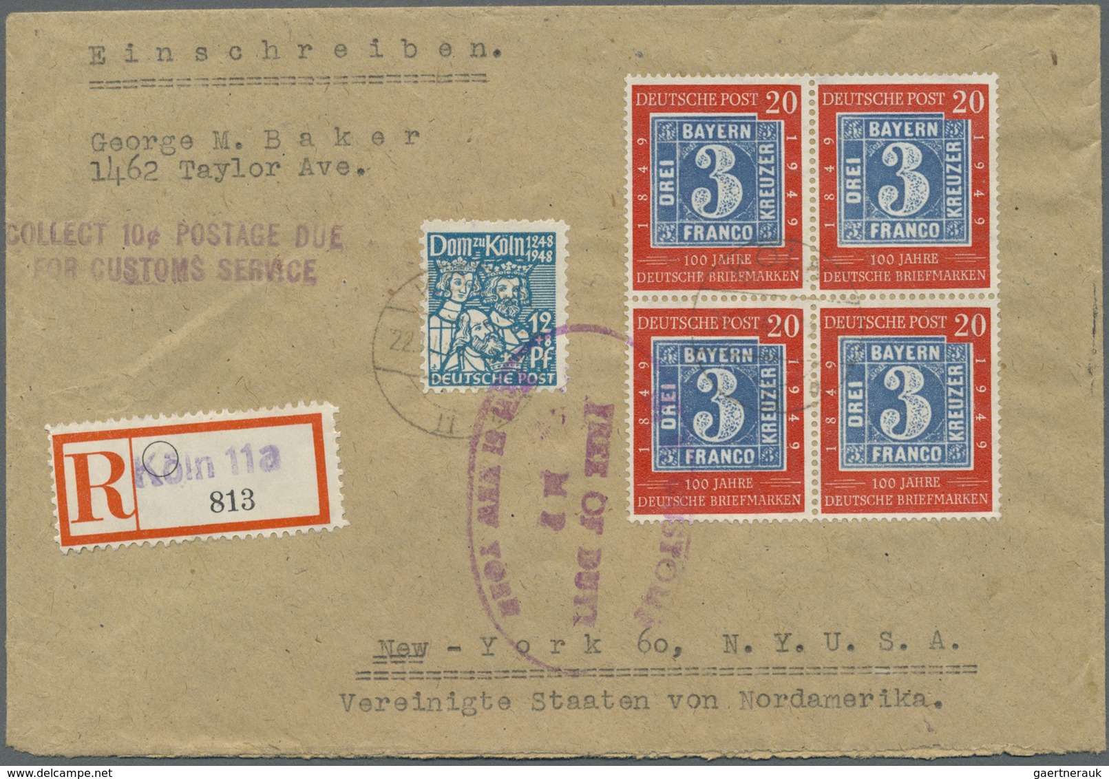 Br/ Bundesrepublik Deutschland: 1949, 20 Pfg. "100 Jahre Deutsche Briefmarke" Im Viererblock Mit 12+8 Pf - Autres & Non Classés