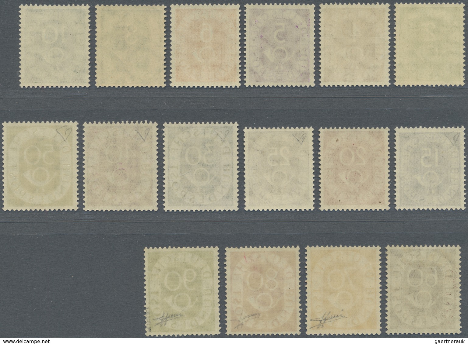 ** Bundesrepublik Deutschland: 1951: Posthorn, Postfrischer Luxussatz, Signiert. (KW Michel 2.200,- €) - Autres & Non Classés